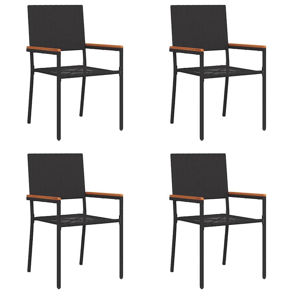 Hage stabelstoler 4 pcs Svart og Brun 54 x 56 x 90 cm