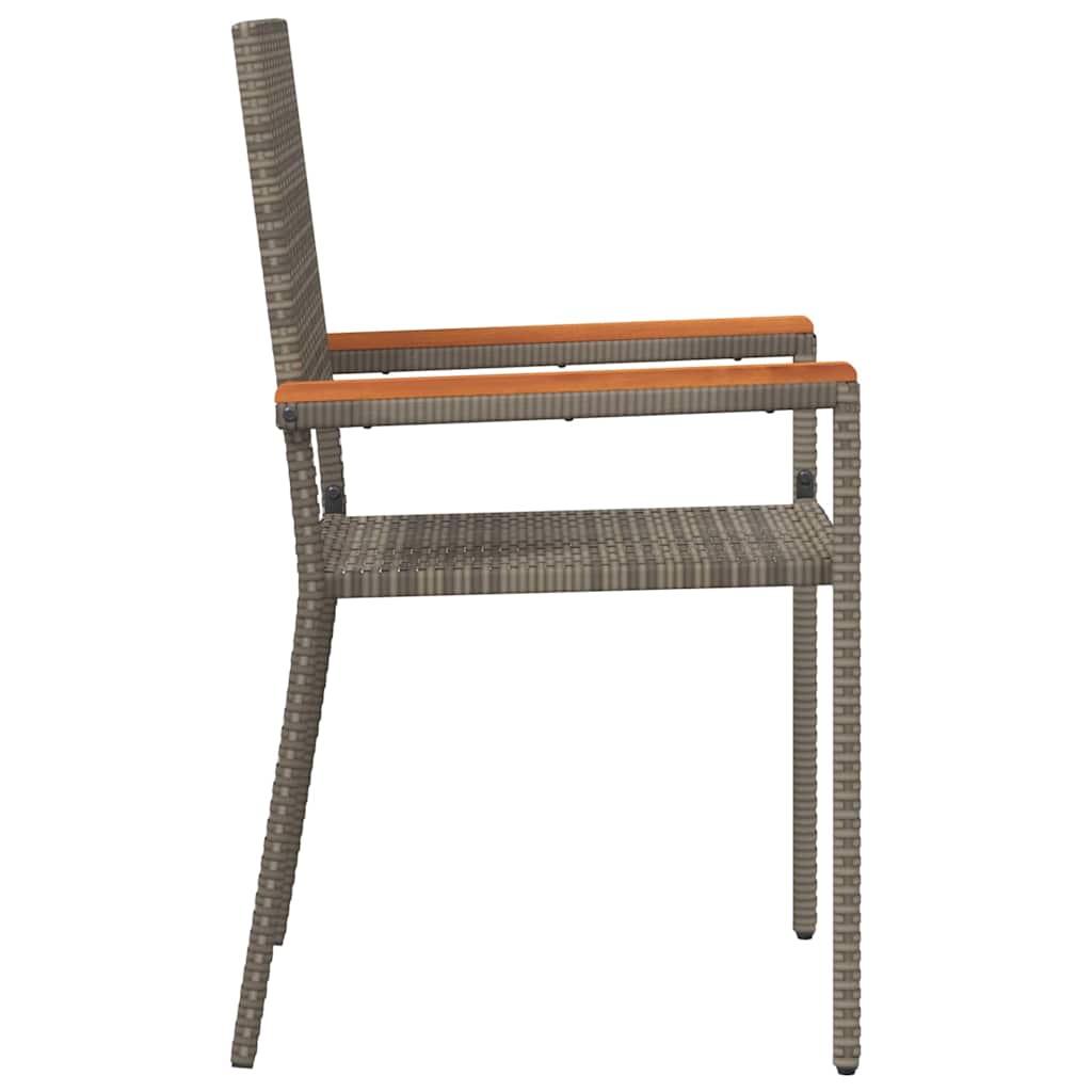 Hage stabelstoler 4 pcs Grå og Brun PE rattan, solid akasietre