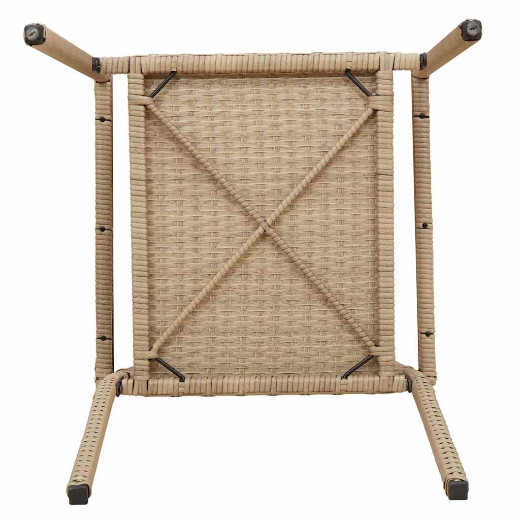 Hage stabelstoler 4 pcs Krem og brun PE rattan, solid akasietre