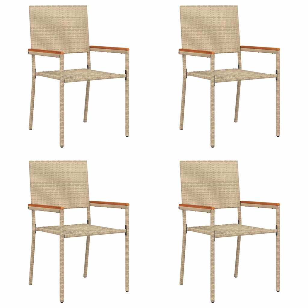 Hage stabelstoler 4 pcs Krem og brun PE rattan, solid akasietre