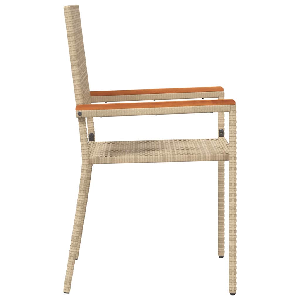 Hage stabelstoler 4 pcs Krem og brun PE rattan, solid akasietre