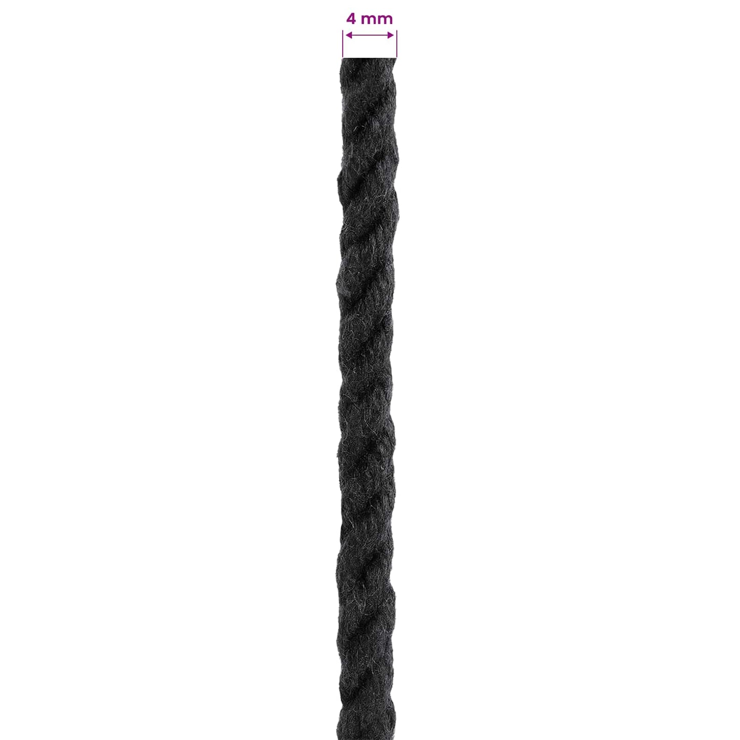 Tau Svart 0,4 x 0,4 x 50000 cm Bomull