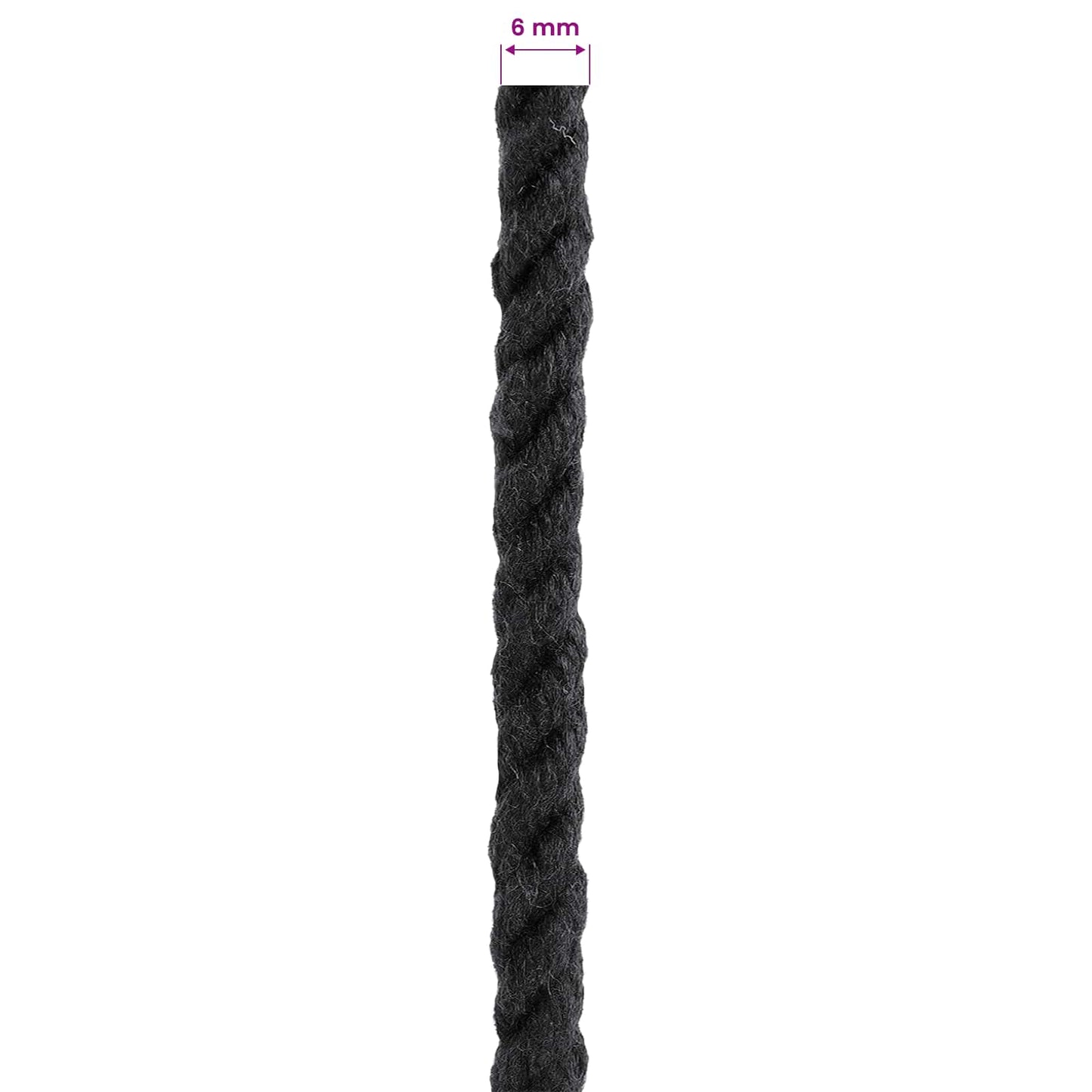 Tau Svart 0,6 x 0,6 x 2500 cm Bomull