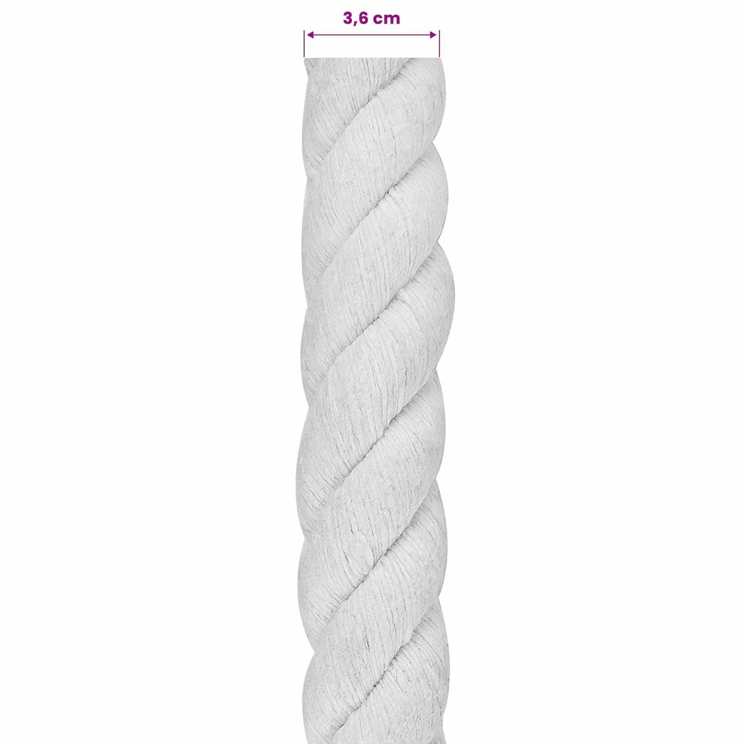 Tau Hvit 3,6 x 3,6 x 1000 cm Bomull