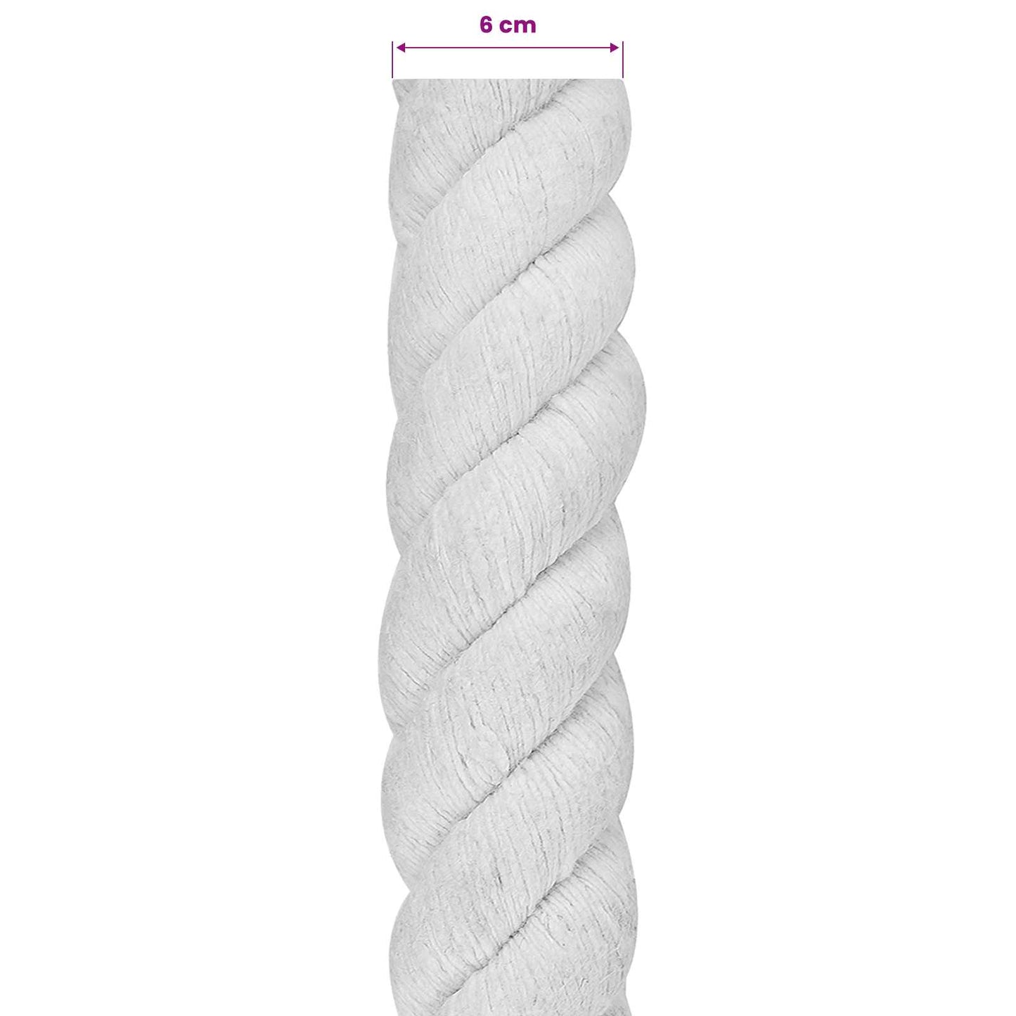 Tau Hvit 6 x 6 x 500 cm Bomull