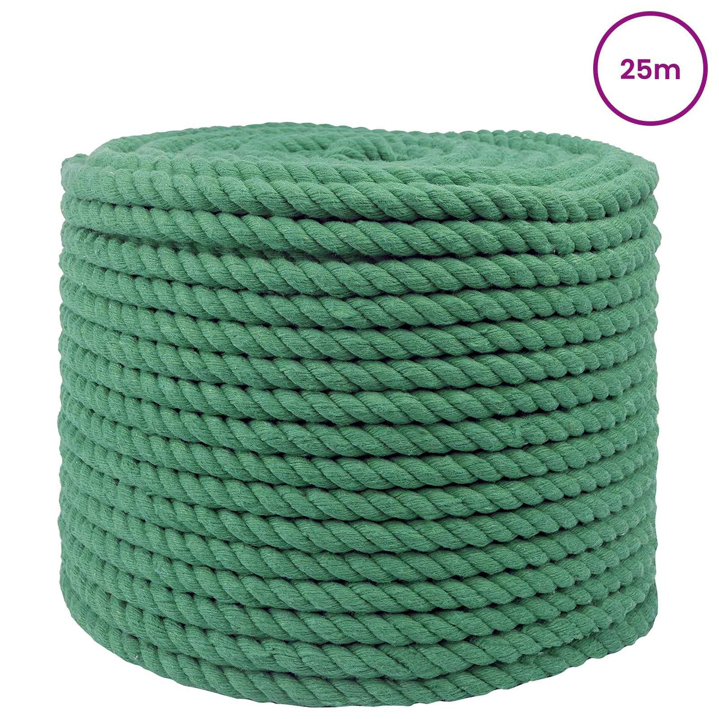 Bomull Tau 10 mm 25 m Grønn 100% Bomull