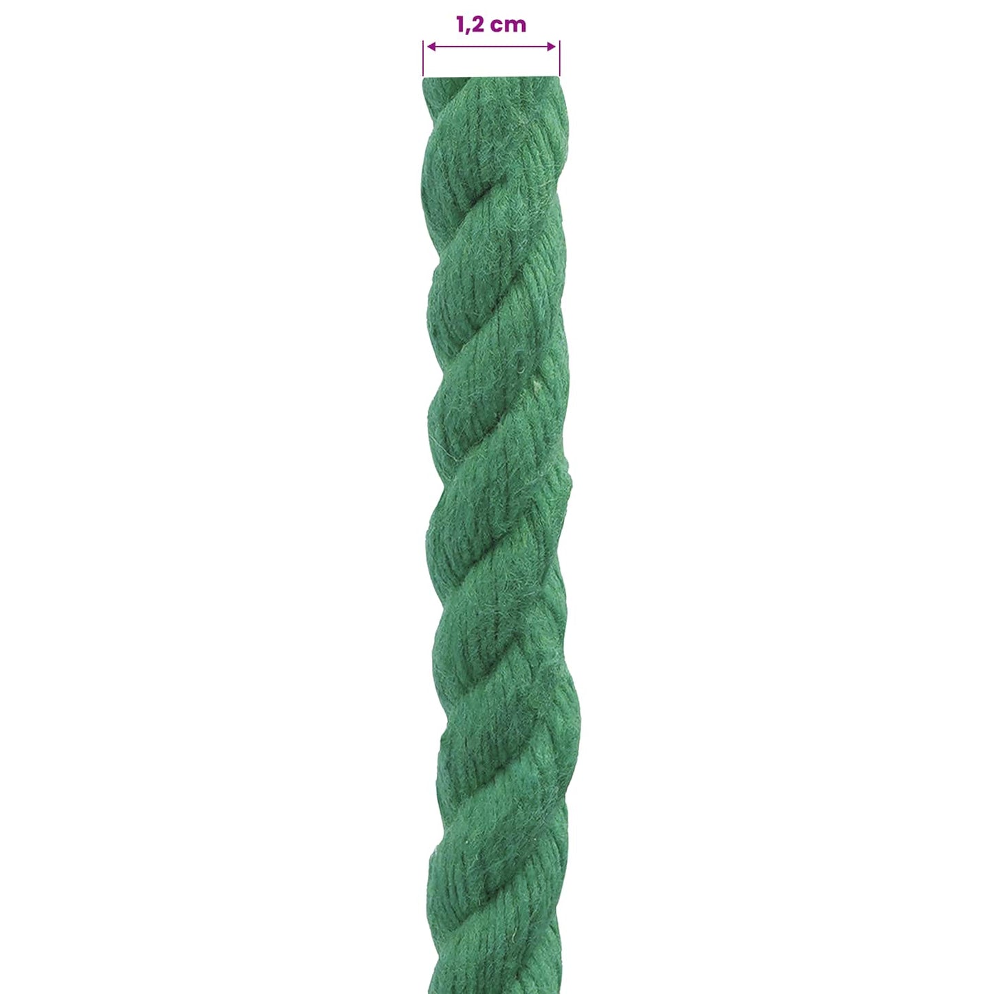 Bomull Tau 12 mm 50 m Grønn 100% Bomull