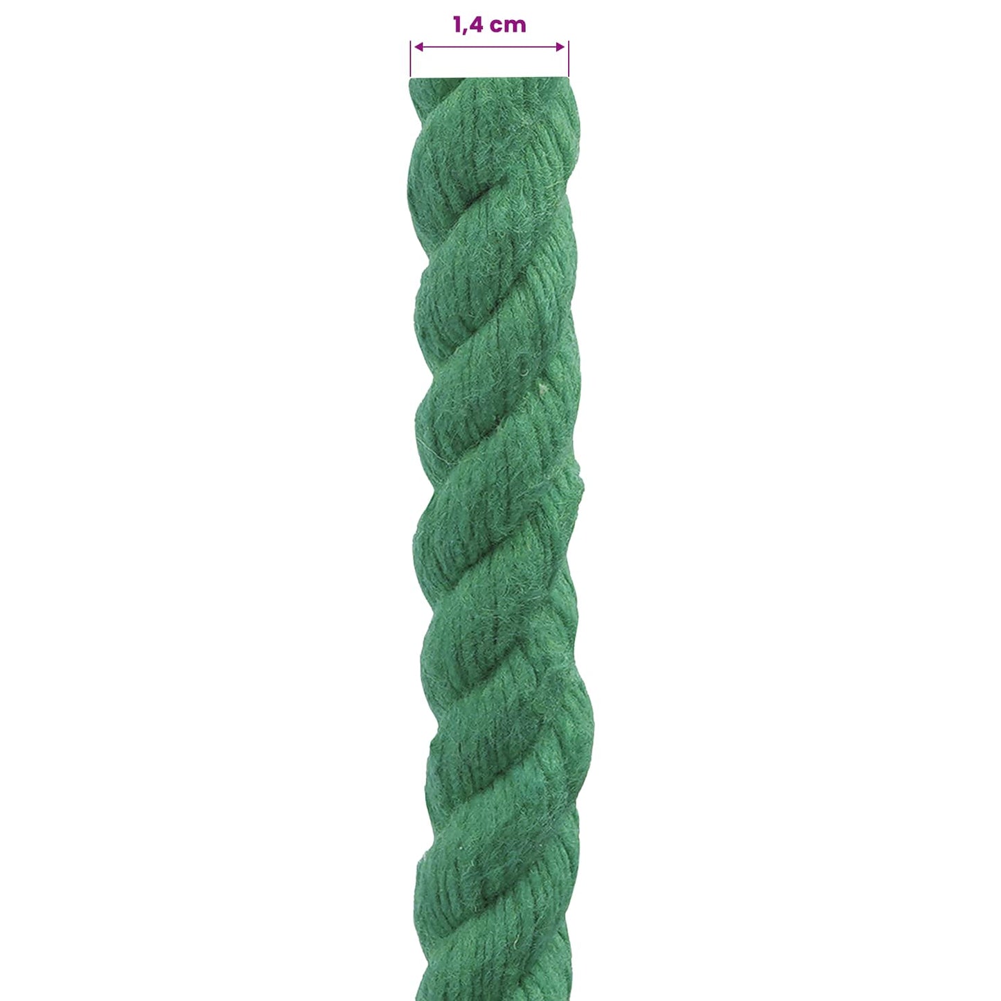 Bomull Tau 14 mm 50 m Grønn 100% Bomull