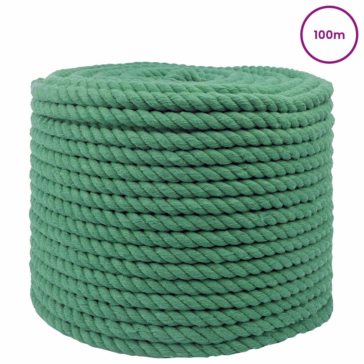 Bomull Tau 14 mm 100 m Grønn 100% Bomull