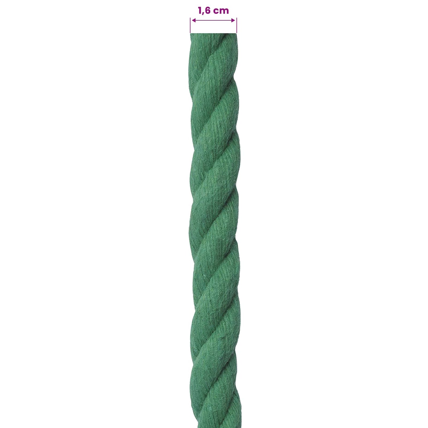 Bomull Tau 16 mm 25 m Grønn 100% Bomull