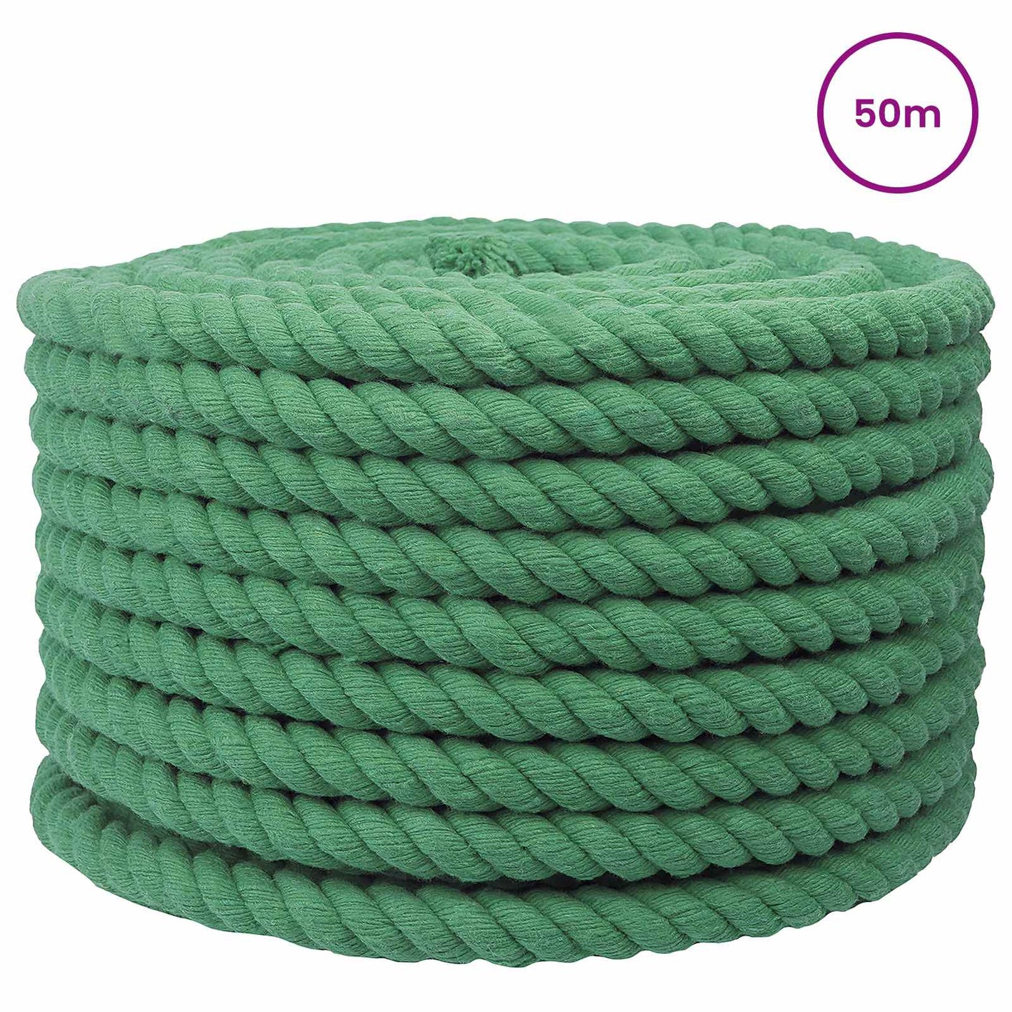 Bomull Tau 20 mm 50 m Grønn 100% Bomull