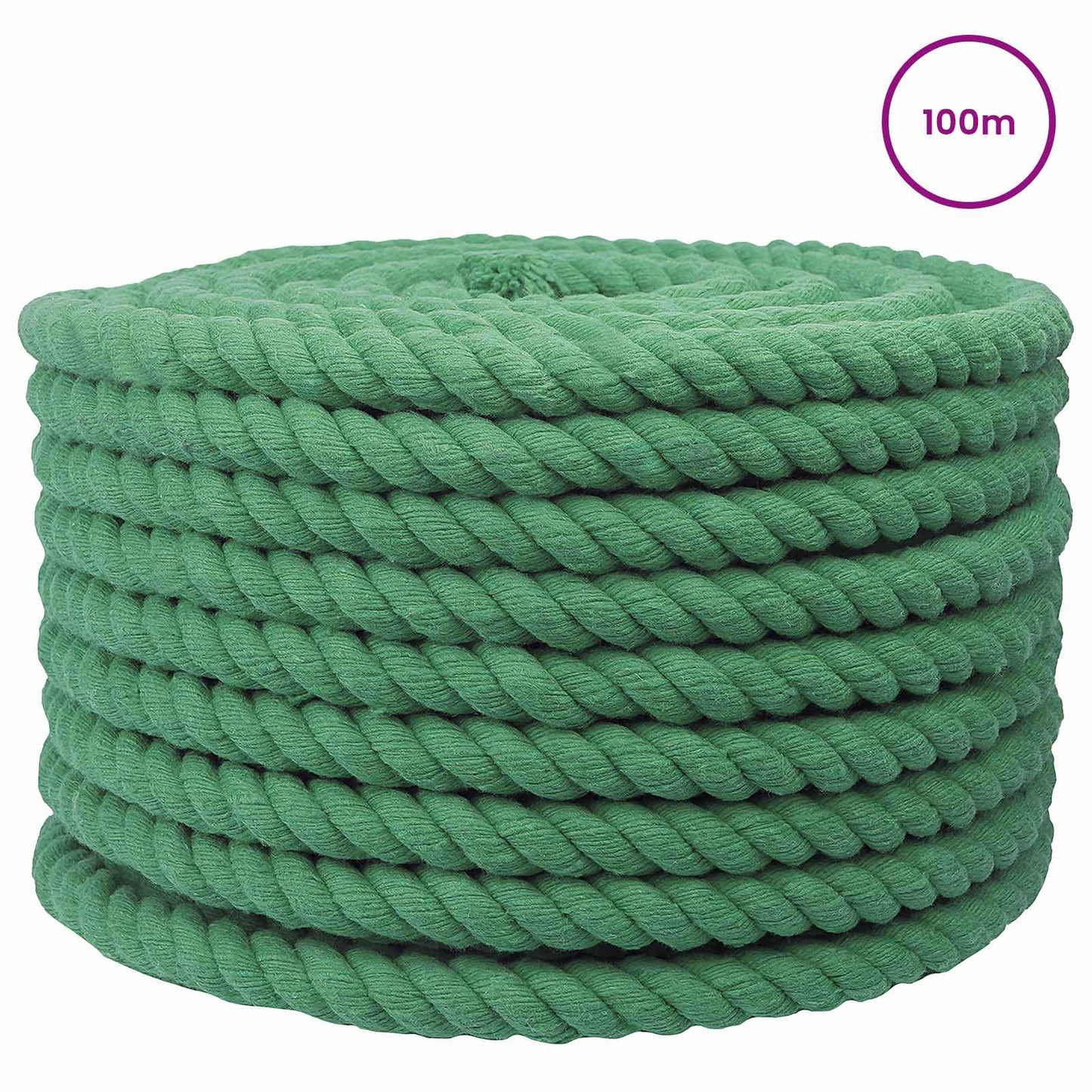 Bomull Tau 20 mm 100 m Grønn 100% Bomull