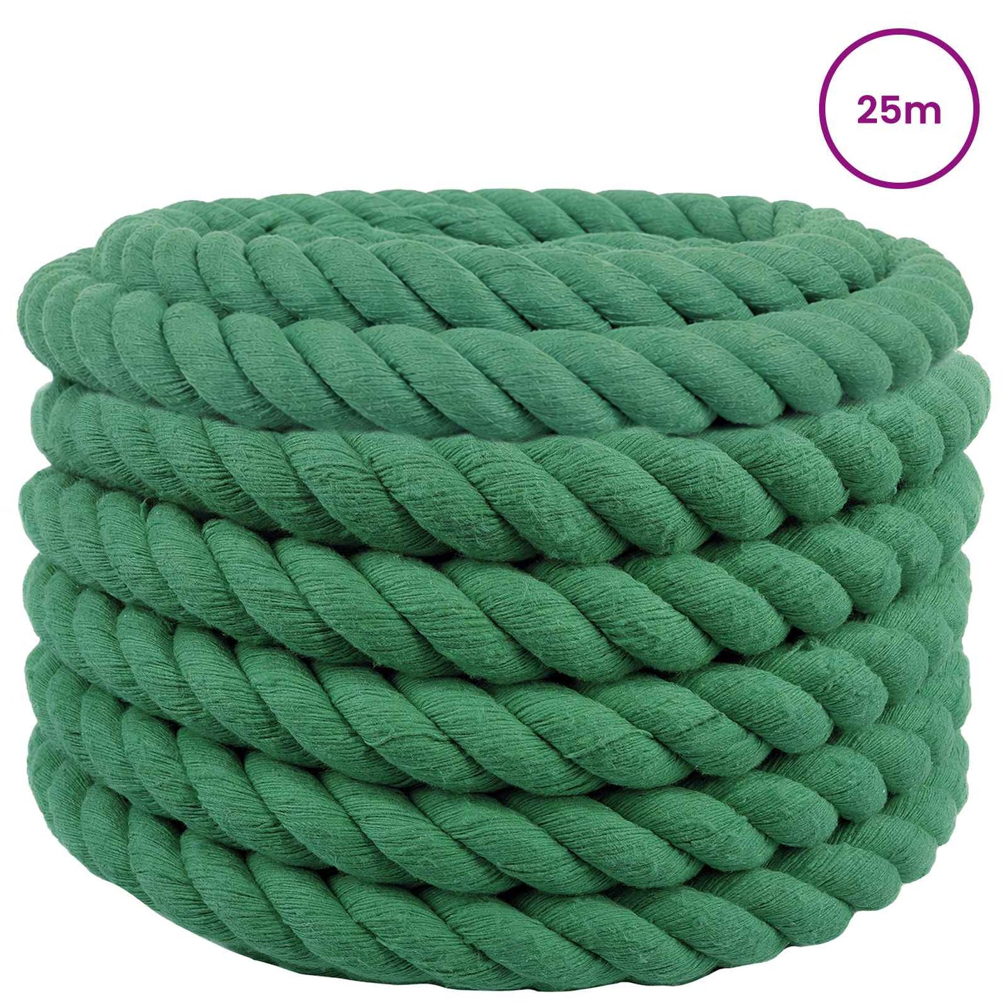 Bomull Tau 30 mm 25 m Grønn 100% Bomull