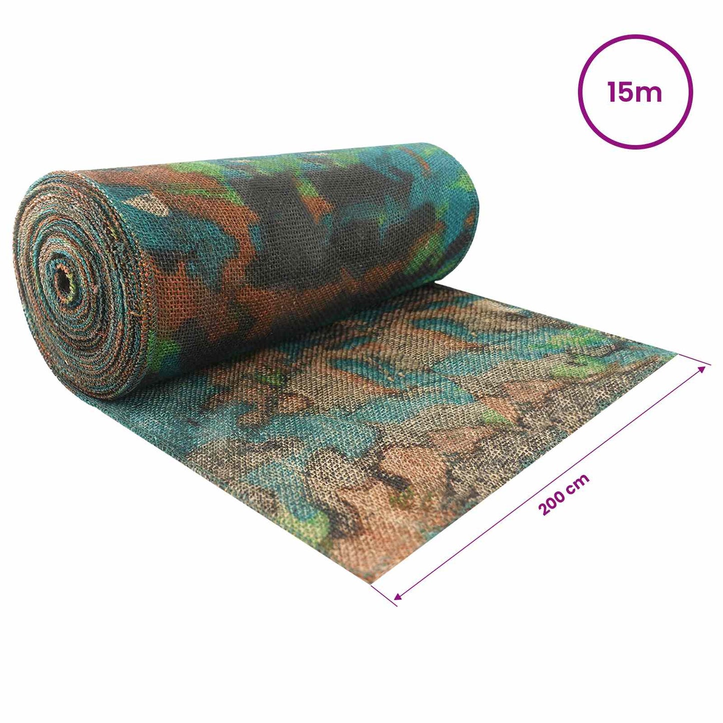 Jute Rull 200 x 1500 cm Kamuflasje