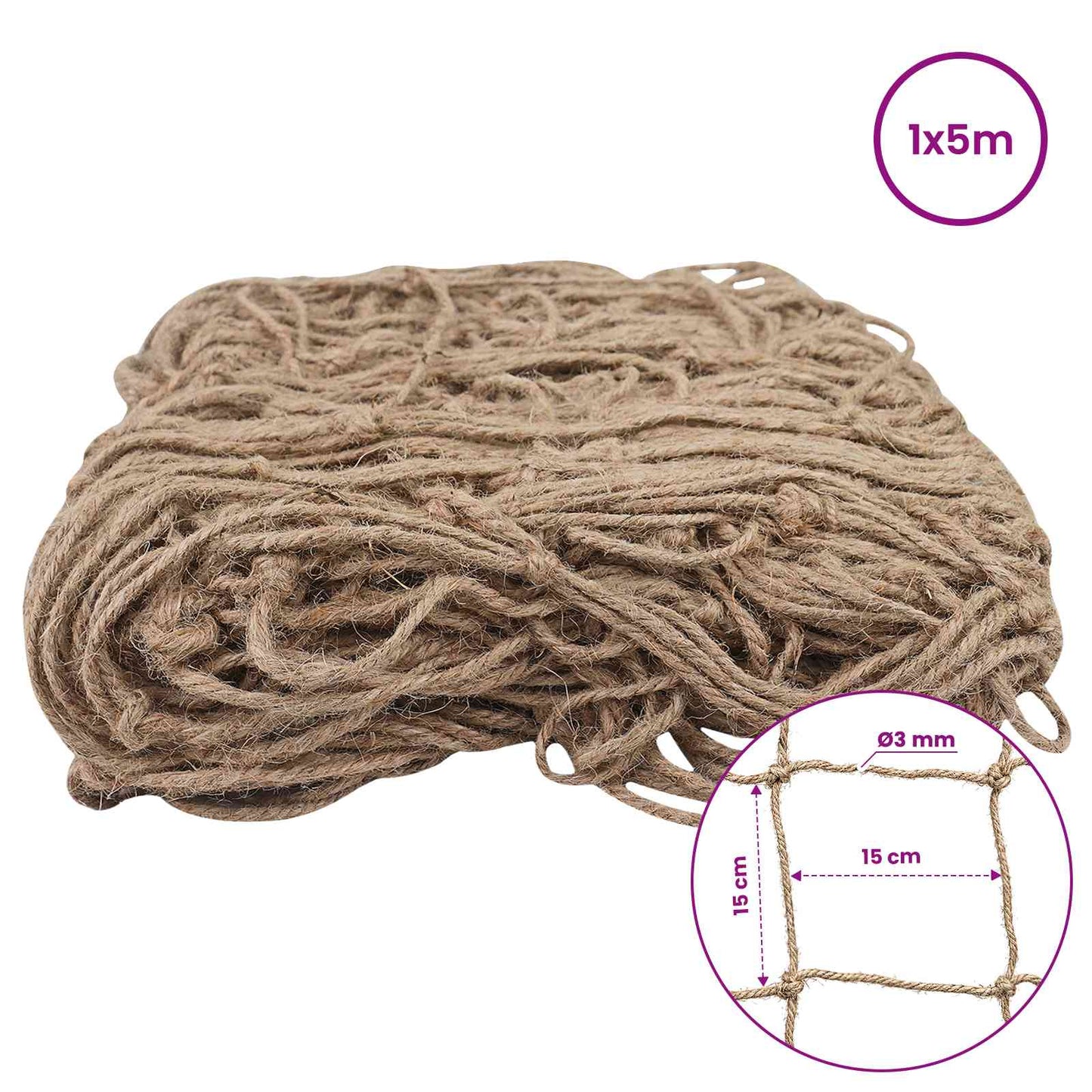 Jute Plante Støtte Nett Naturlig 1 x 5 m 100% Tossa Jute
