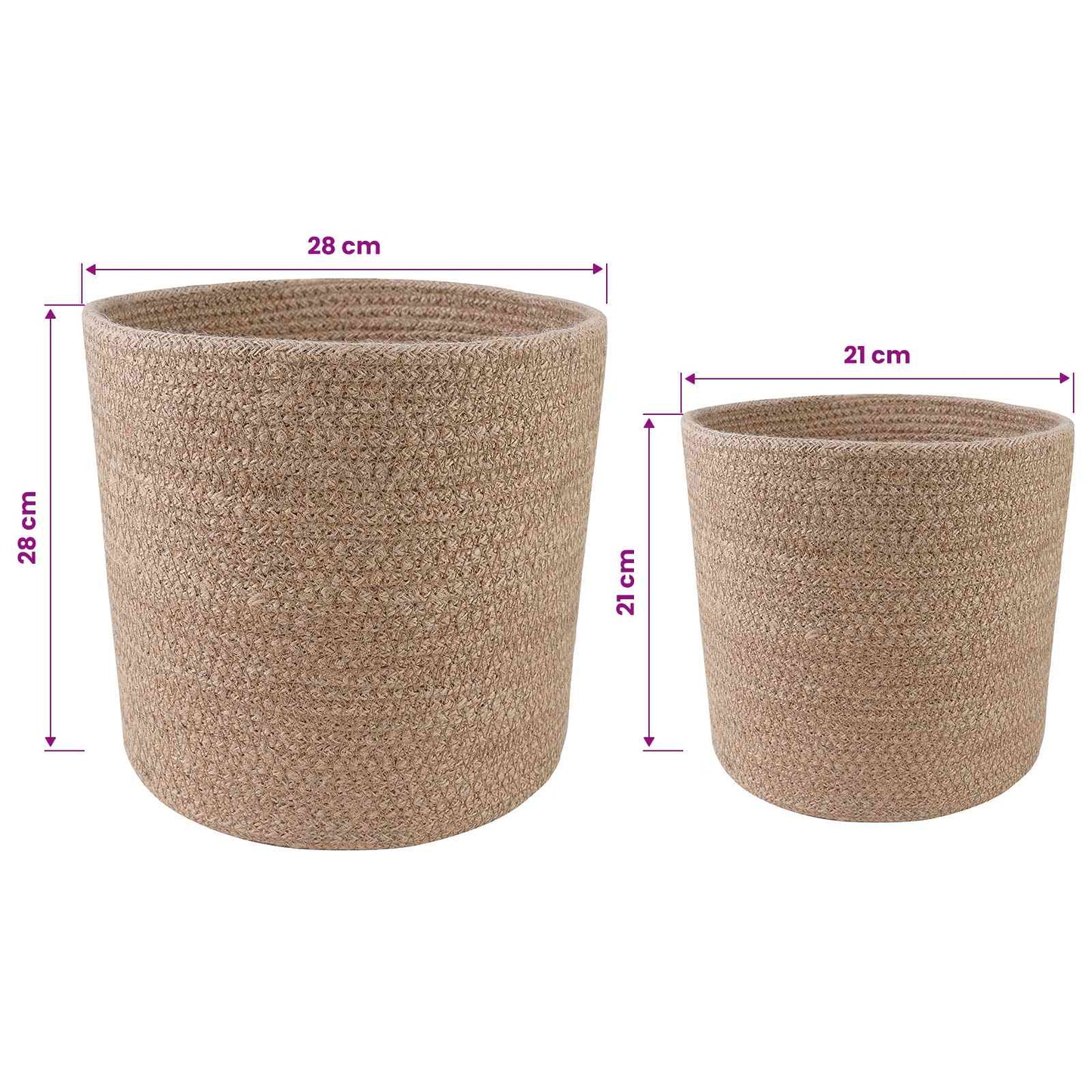 Plantepotte Sett 2 pcs Naturlig Ø 28 x 28 cm 100% Tossa Jute