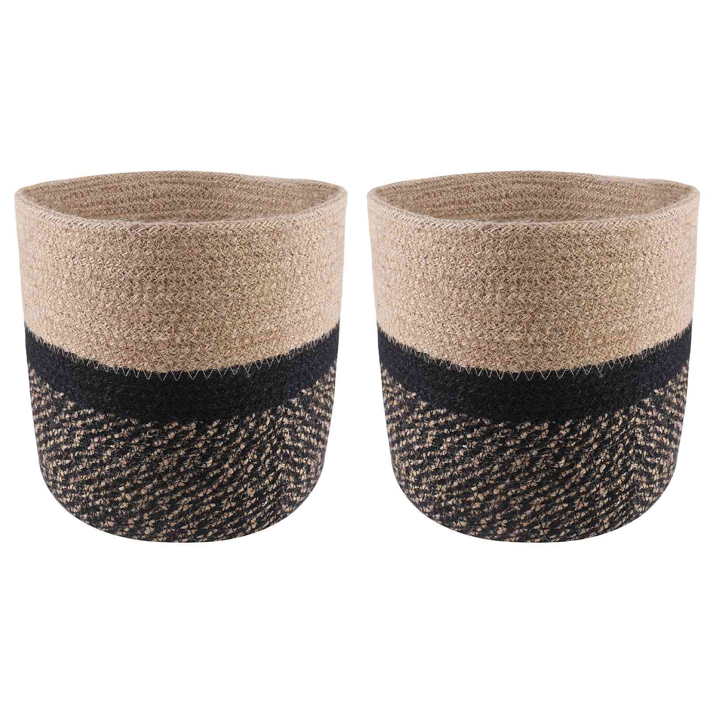 Plantepotte Sett 2 pcs Naturlig og svart Ø 21 x 21 cm