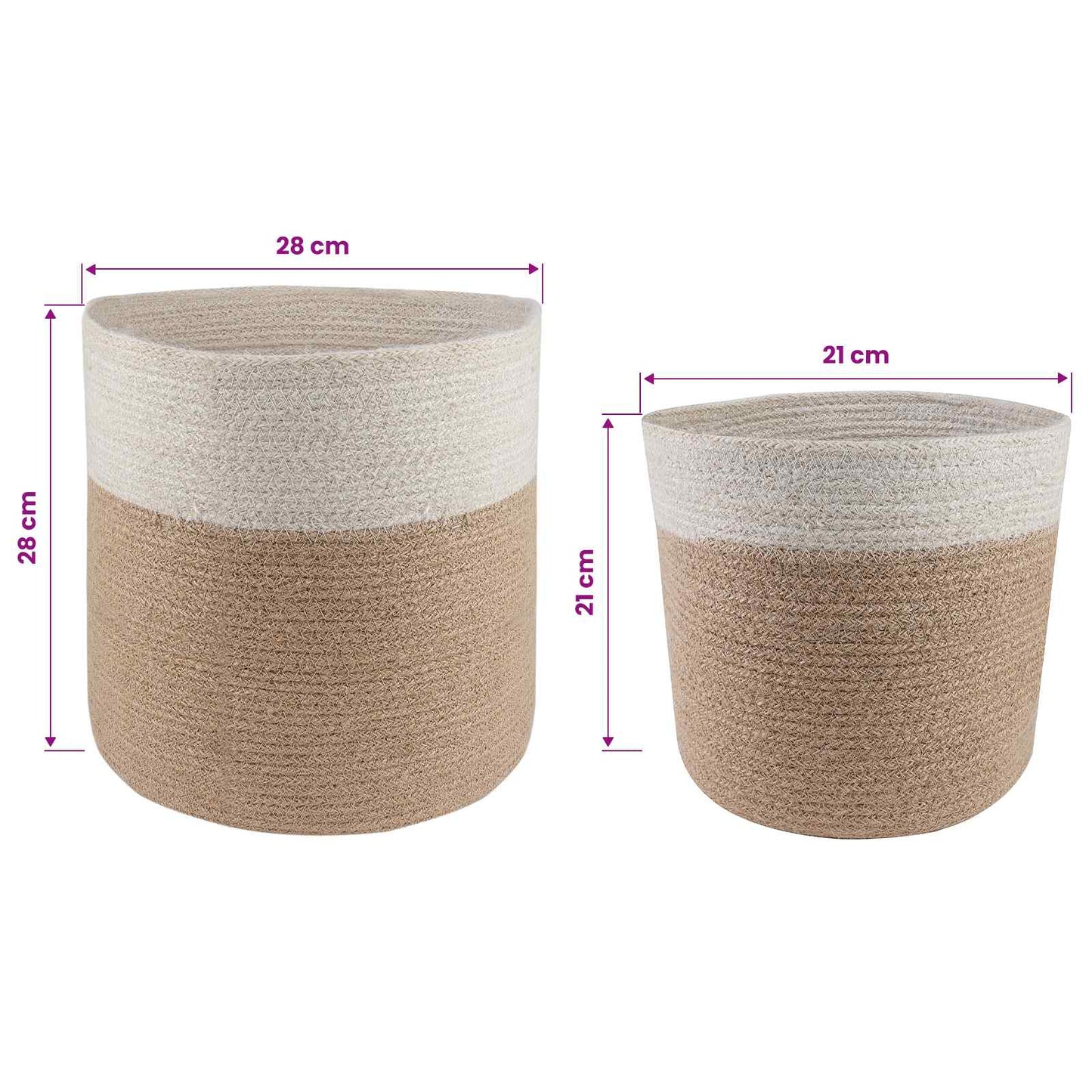 Plantepotte Sett 2 pcs Naturlig og Hvit Ø 28 x 28 cm
