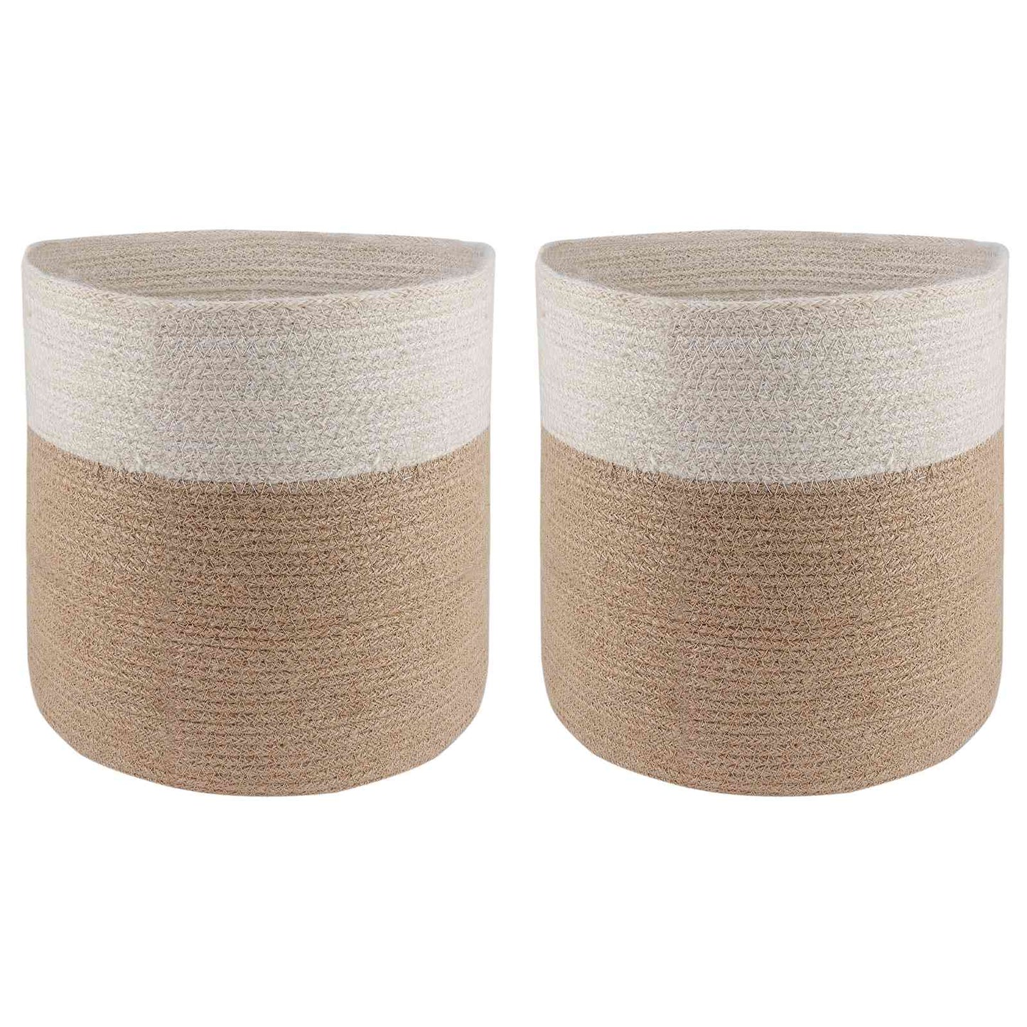 Plantepotte Sett 2 pcs Naturlig og Hvit Ø 28 x 28 cm