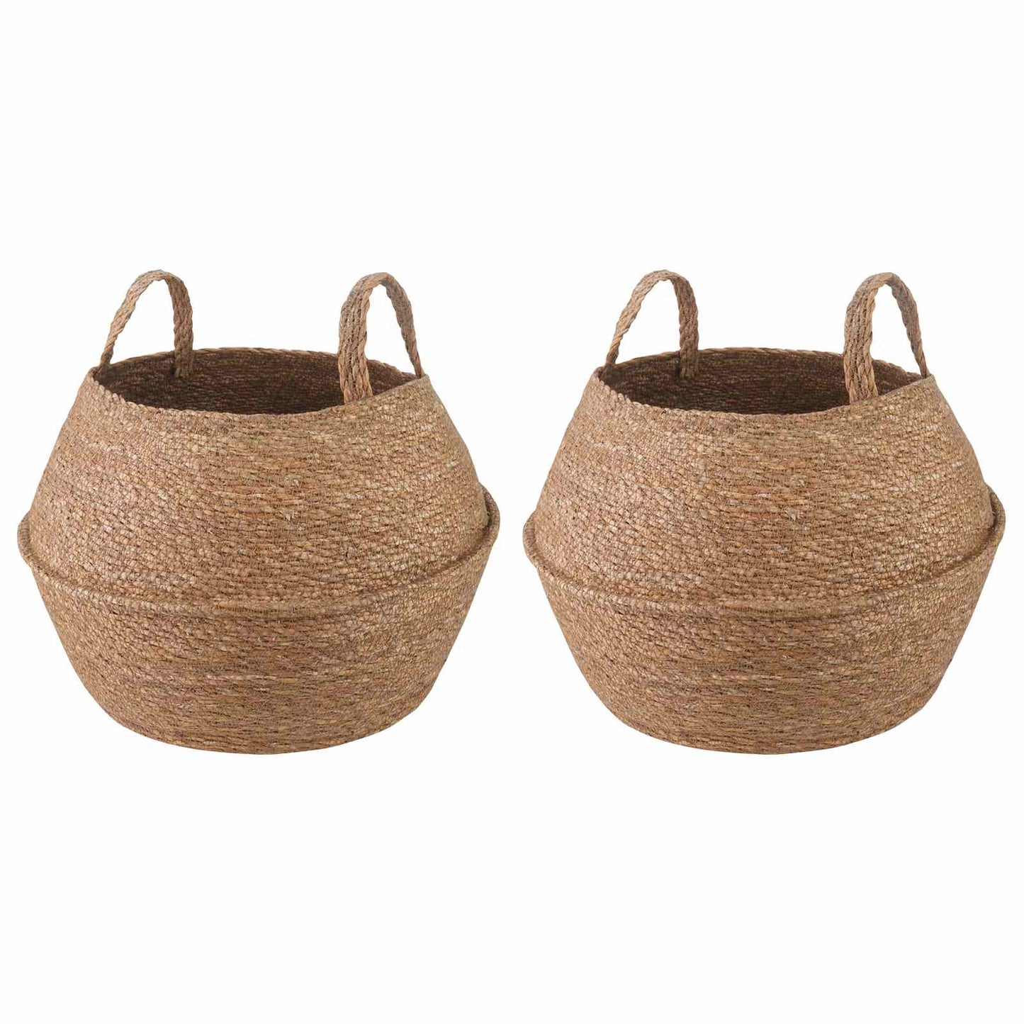 Blomsterkrukke med håndtak 2 pcs Naturlig Ø 32 x 32 cm