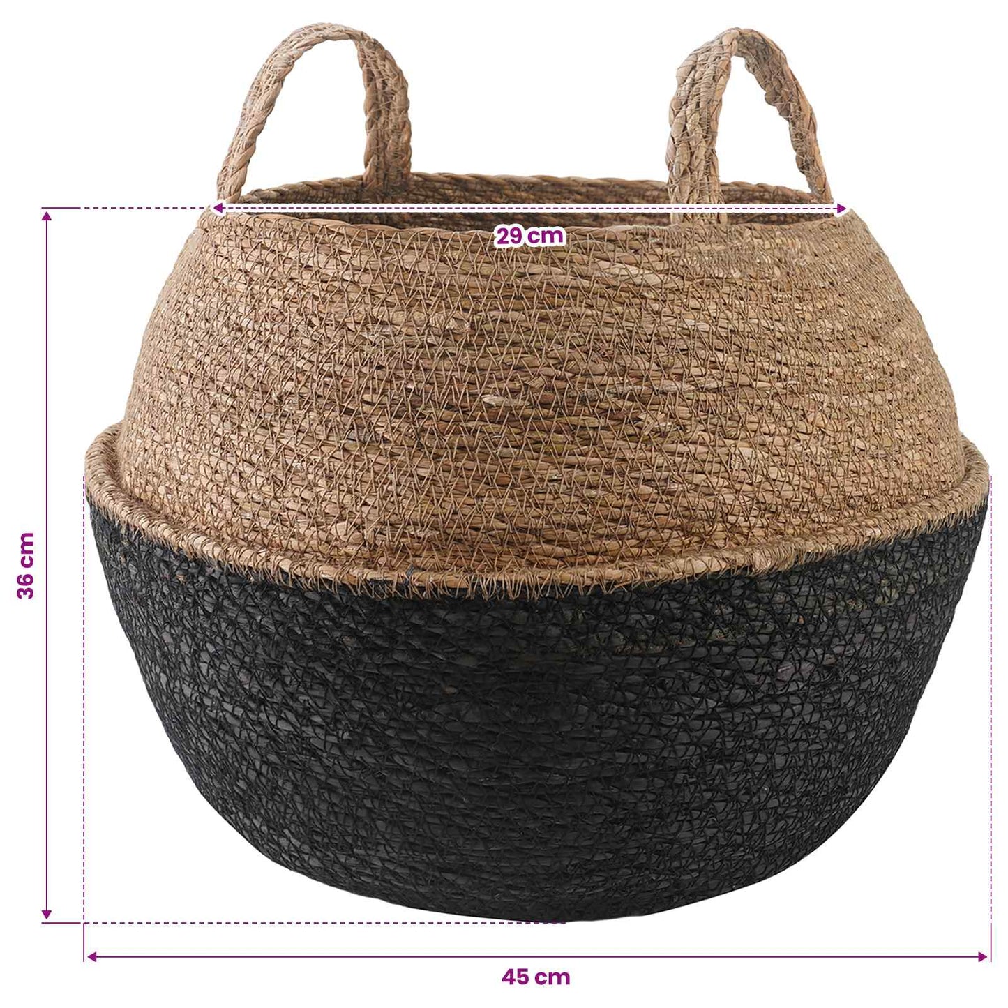Blomsterkrukke med håndtak 2 pcs Svart Ø 45 x 36 cm