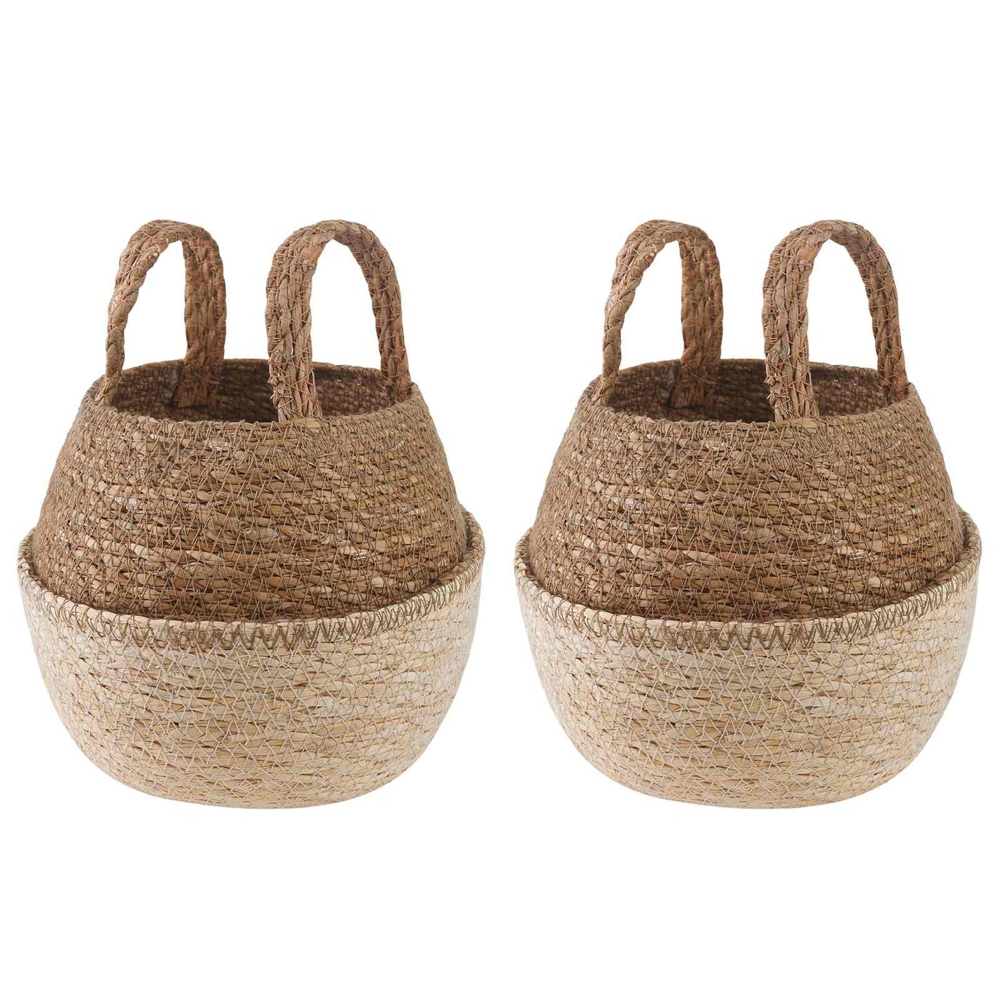 Blomsterkrukke med håndtak 2 pcs Hvit Ø 22 x 20 cm