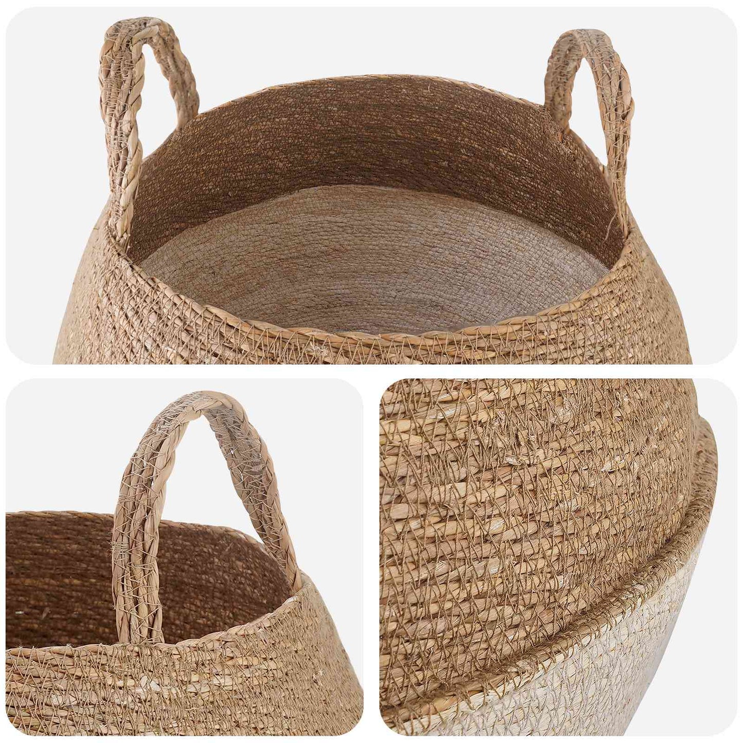 Blomsterkrukke med håndtak 2 pcs Hvit Ø 32 x 32 cm