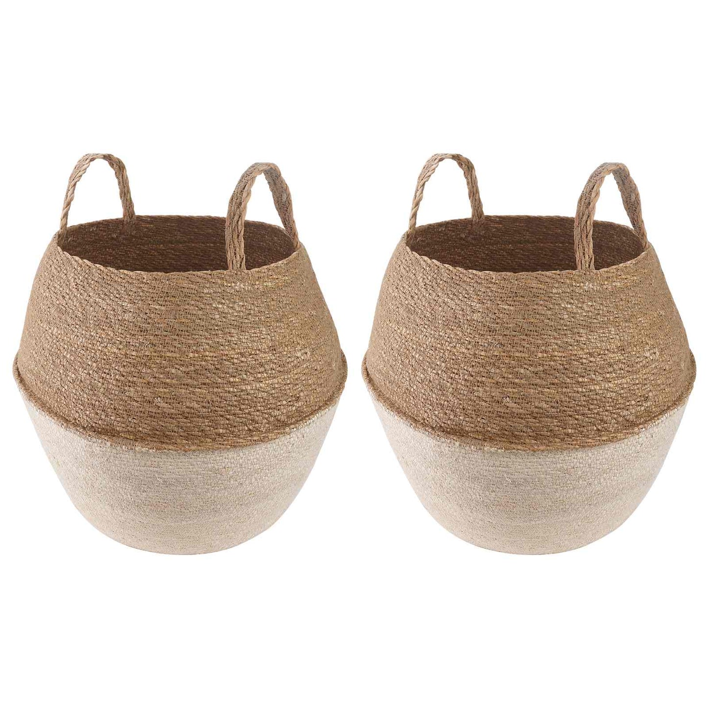 Blomsterkrukke med håndtak 2 pcs Hvit Ø 32 x 32 cm