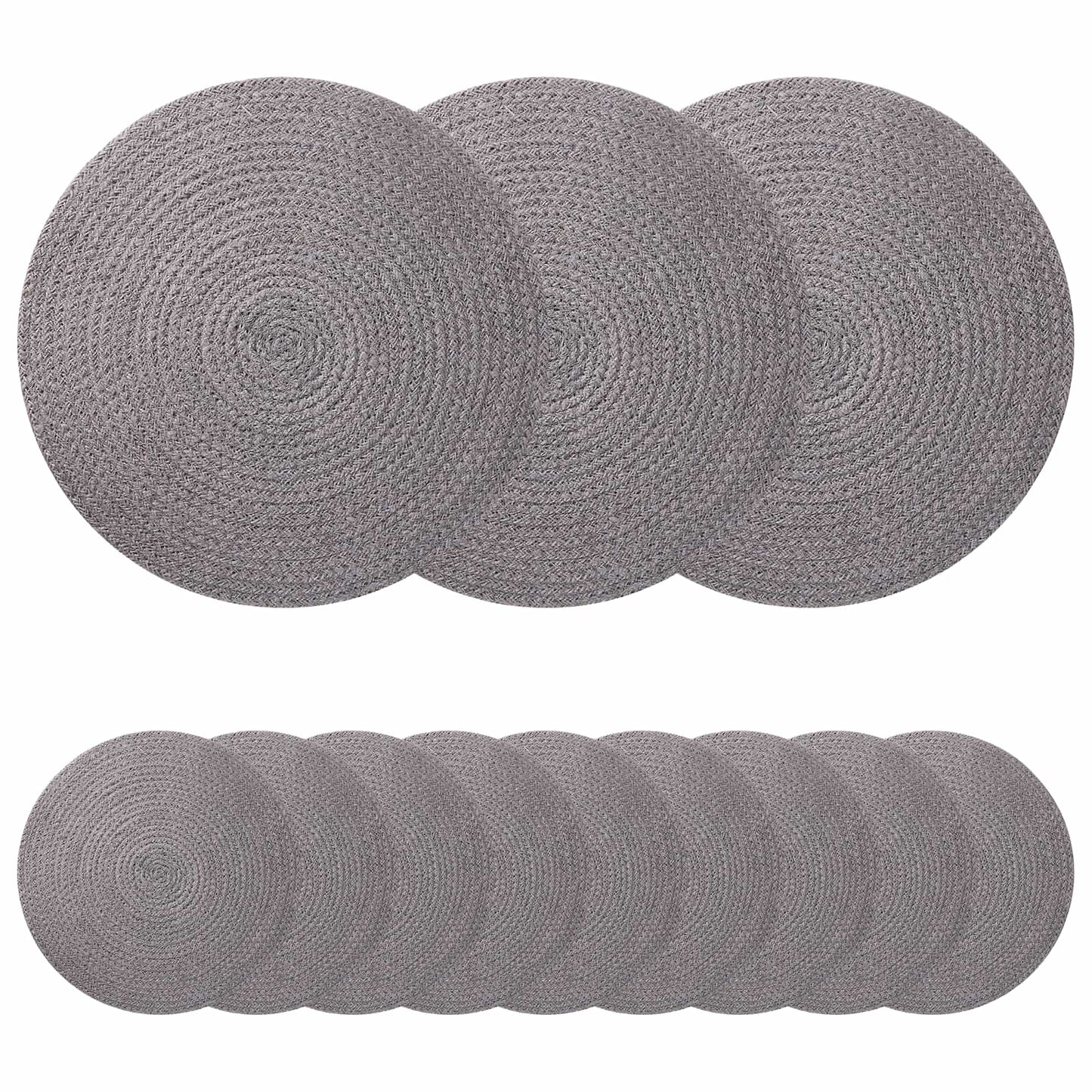 Jute Placemets 12 pcs Grå Ø 30 cm 100% Tossa Jute