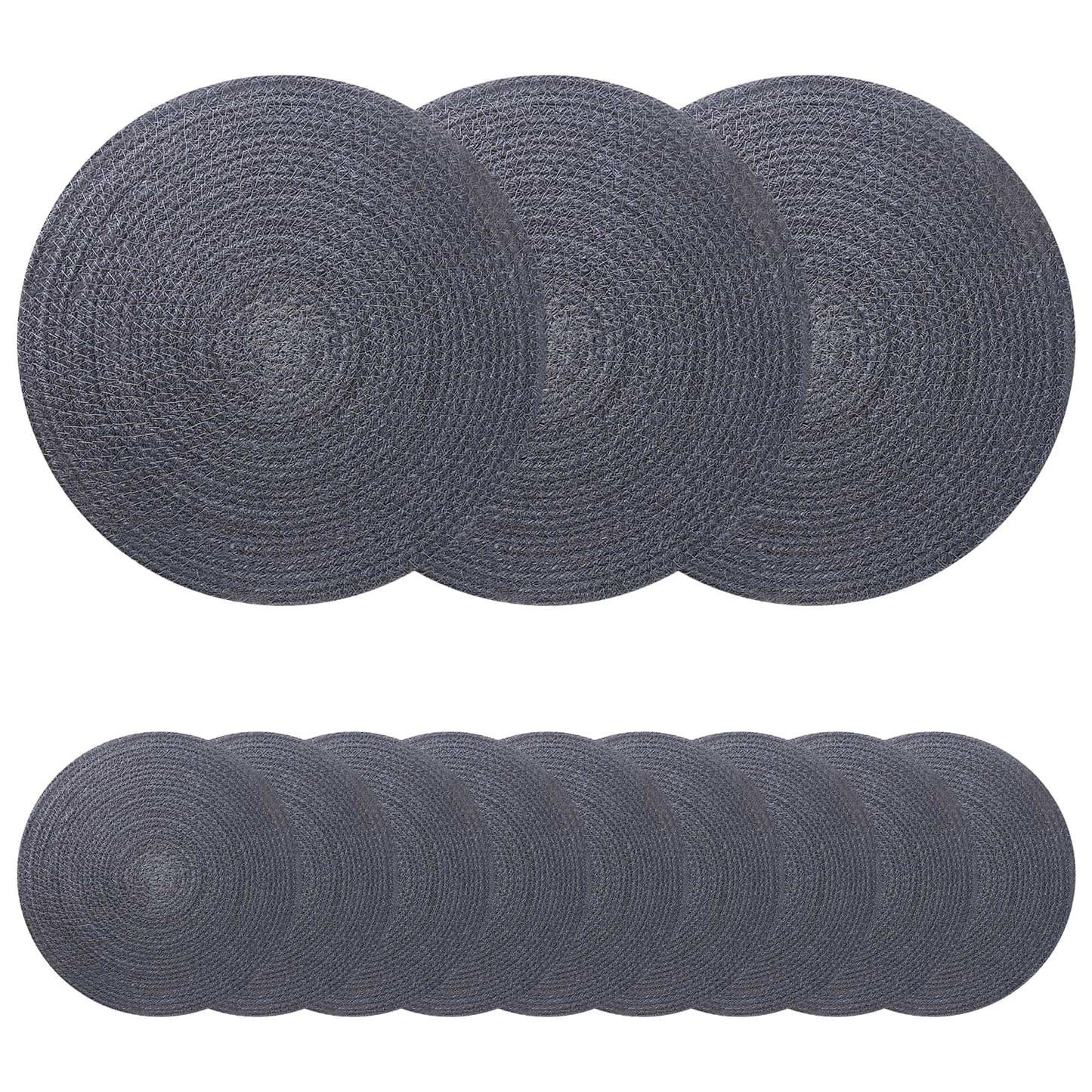Jute Placemets 12 pcs Mørkegrå Ø 30 cm 100% Tossa Jute