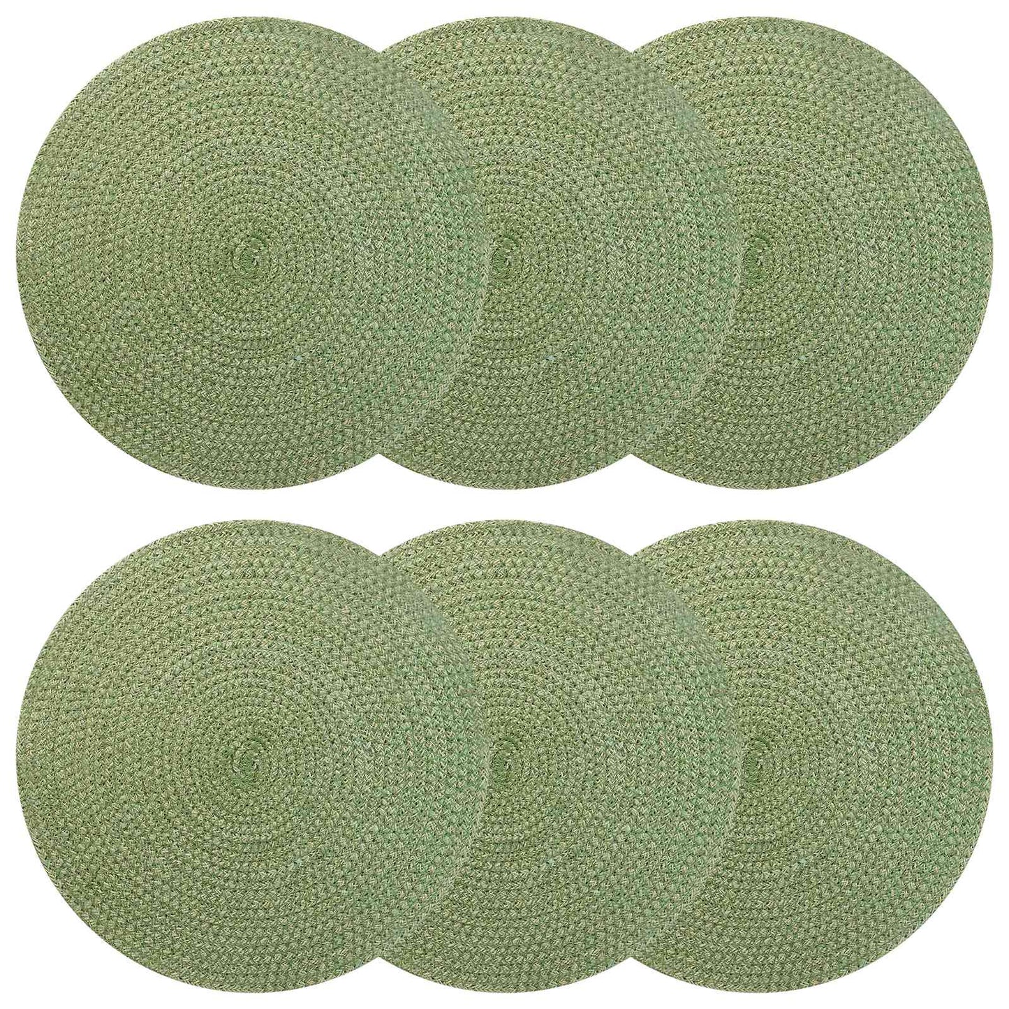 Jute Placemets 6 pcs Olivengrønn Ø 30 cm 100% Tossa Jute