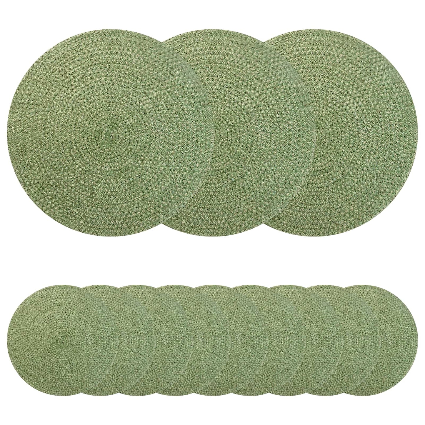 Jute Placemets 12 pcs Olivengrønn Ø 30 cm 100% Tossa Jute