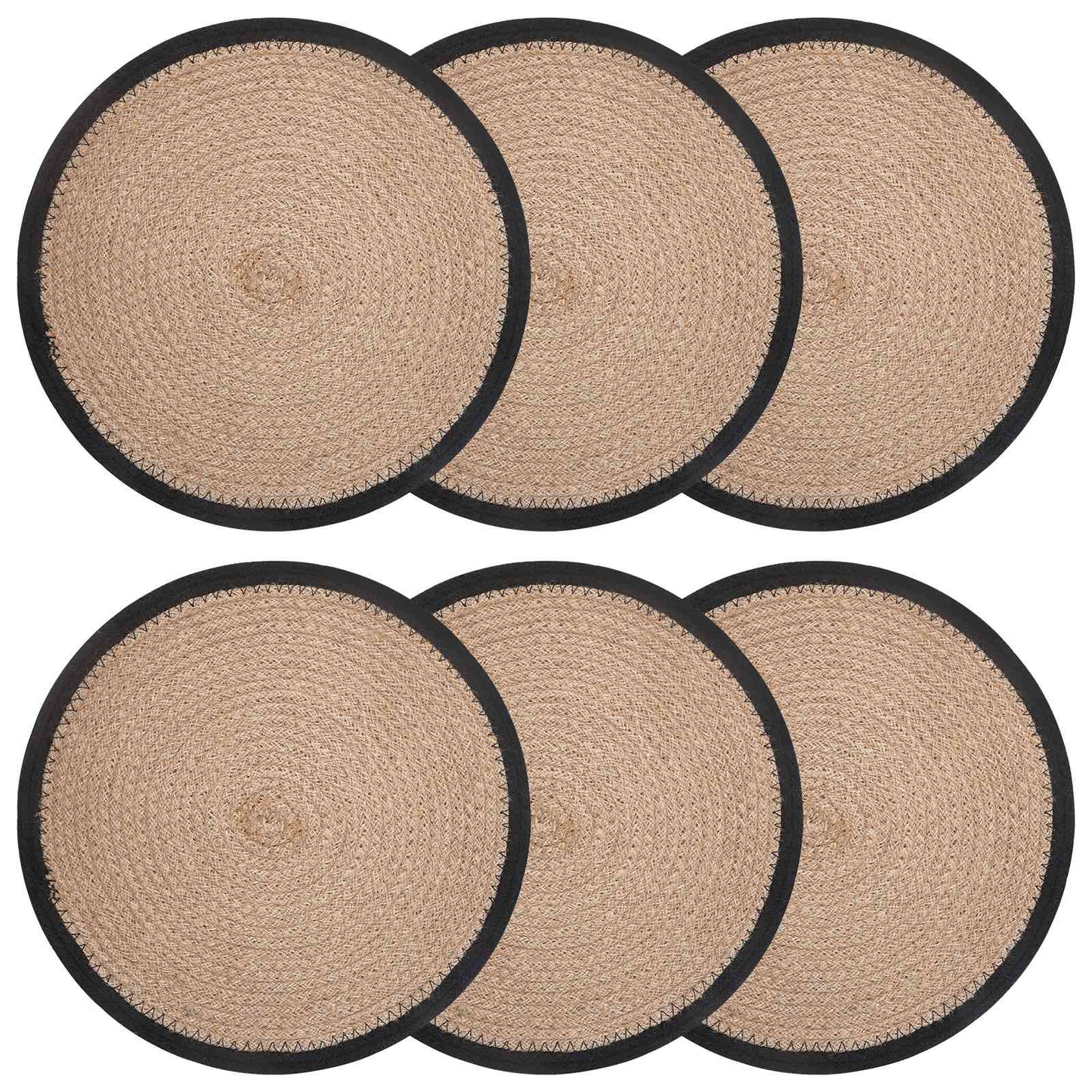 Jute Placemets 6 stk. Naturlig og svart 100% Tossa Jute