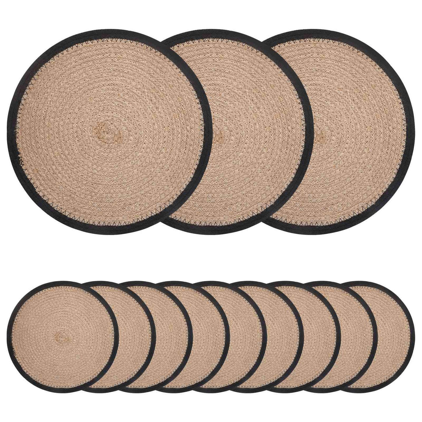 Jute Placemets 12 stk. Naturlig og svart 100% Tossa Jute