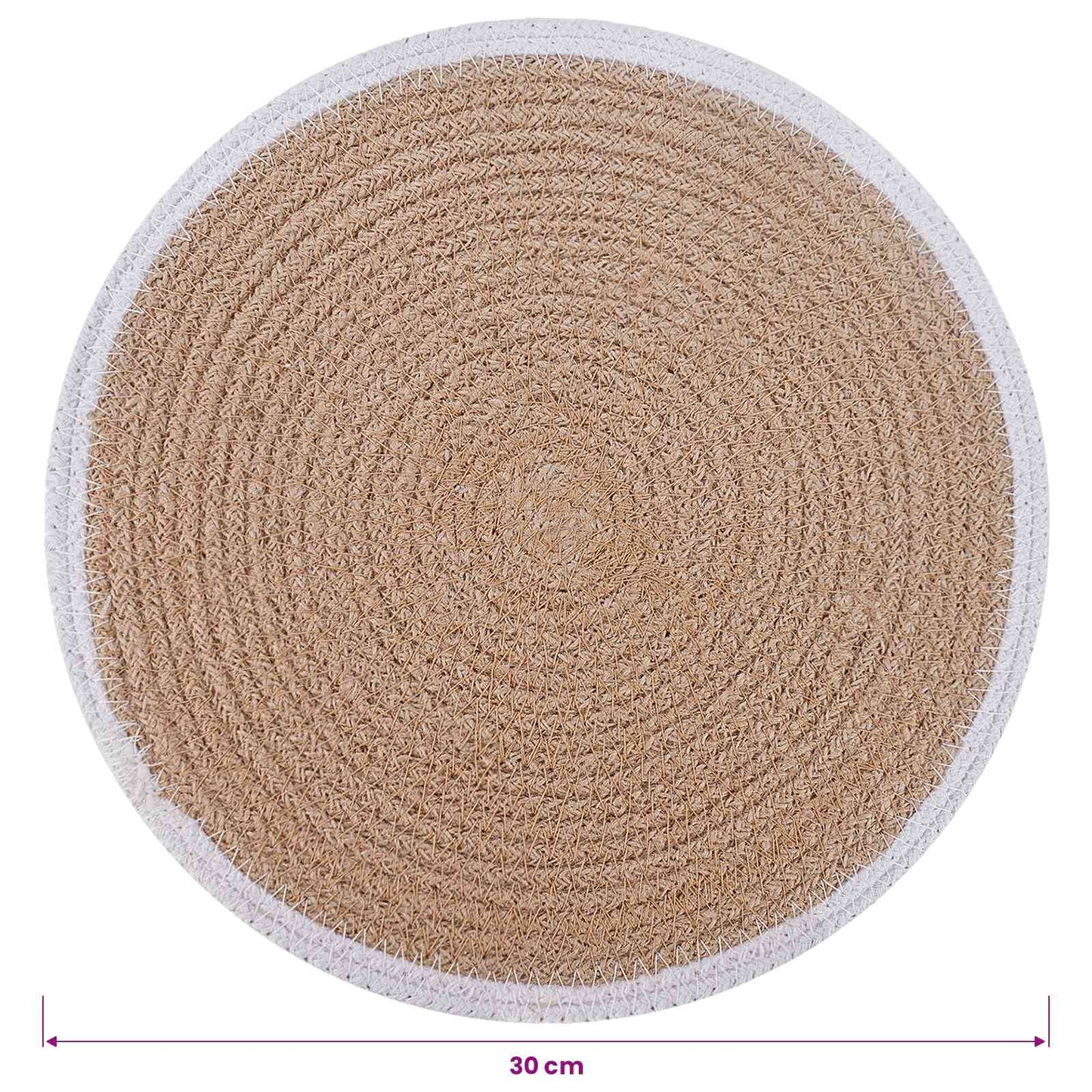 Jute Placemets 4 pcs Naturlig og Hvit Ø 30 cm 100% Tossa Jute