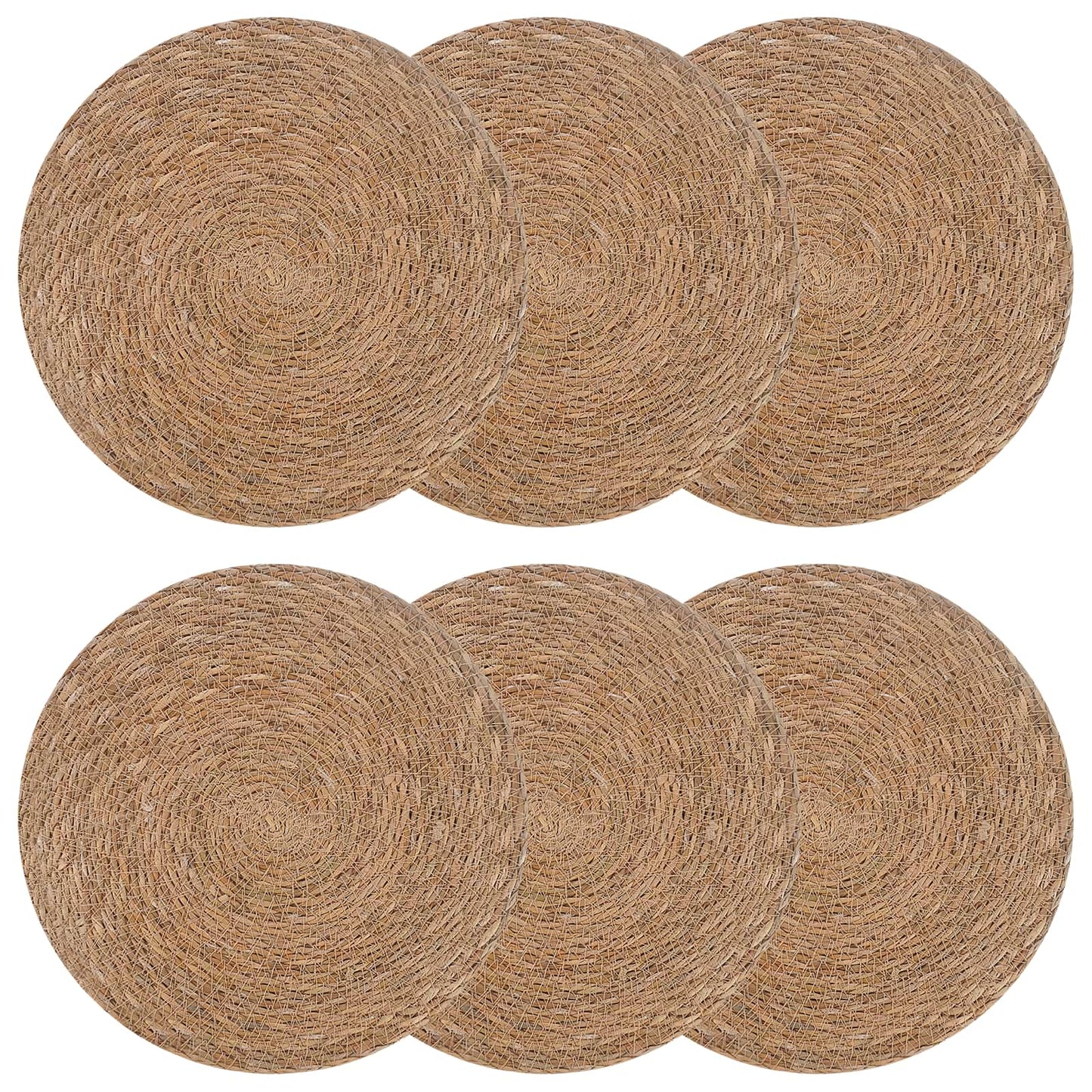 Sjøgress duker 6 pcs Naturlig Ø 30 cm 100% sjøgress