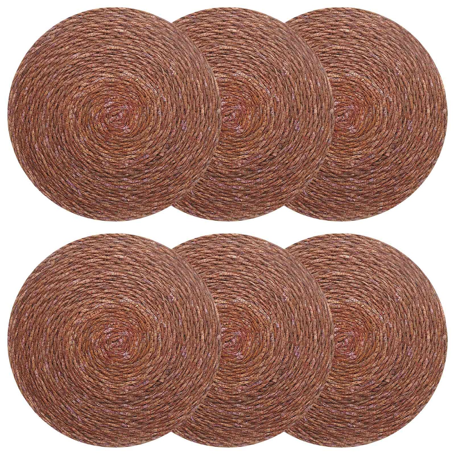 Sjøgress duker 6 pcs Brun Ø 30 cm 100% sjøgress