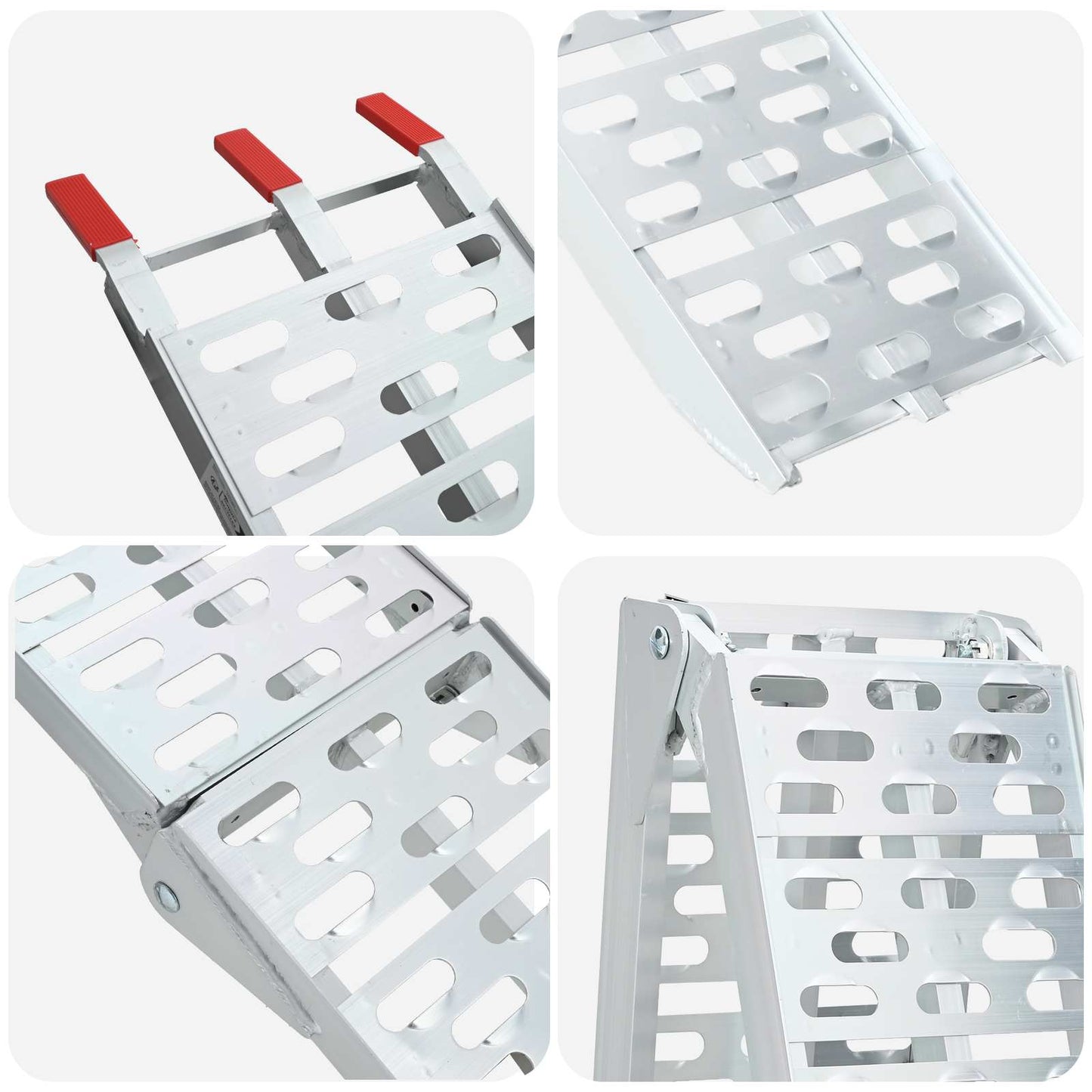 Sammenleggbar motorsykkelrampe 340 kg per rampe 2 pcs sølv