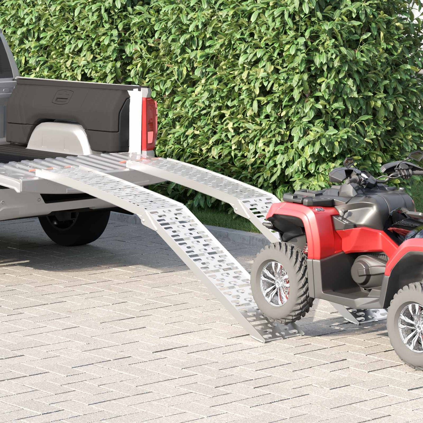 Sammenleggbar motorsykkelrampe 340 kg per rampe 2 pcs sølv