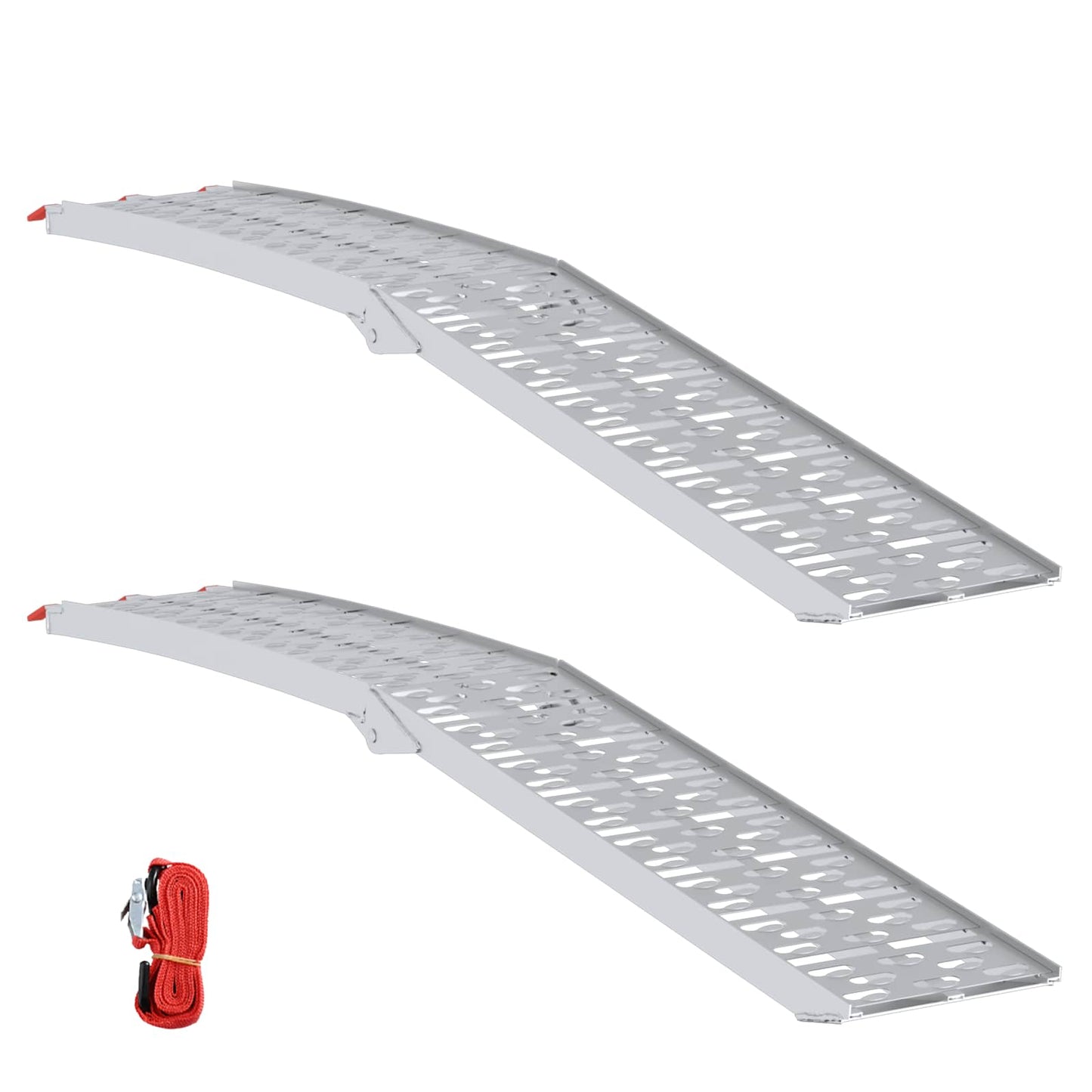 Sammenleggbar motorsykkelrampe 340 kg per rampe 2 pcs sølv