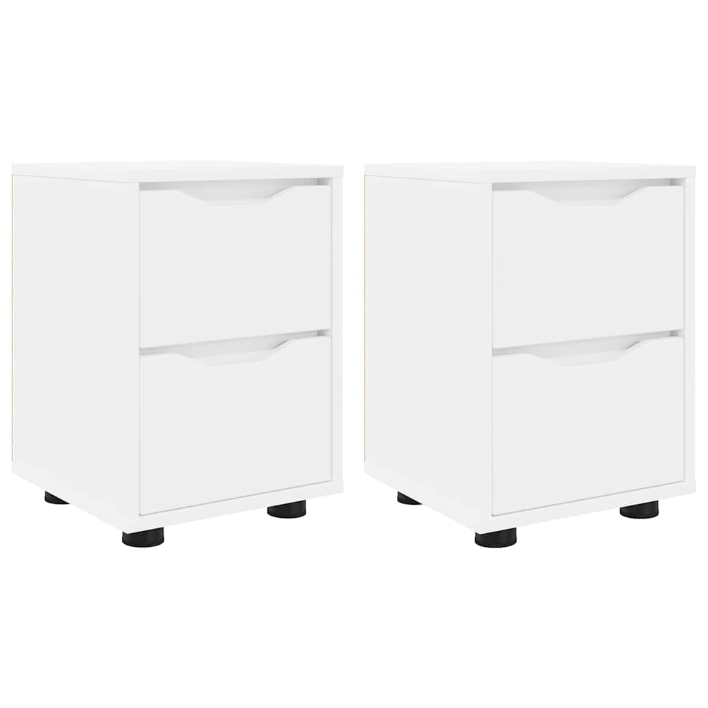 Nattbord med skuff 2 pcs Hvit 30,5 x 30 x 43 cm Konstruert tre