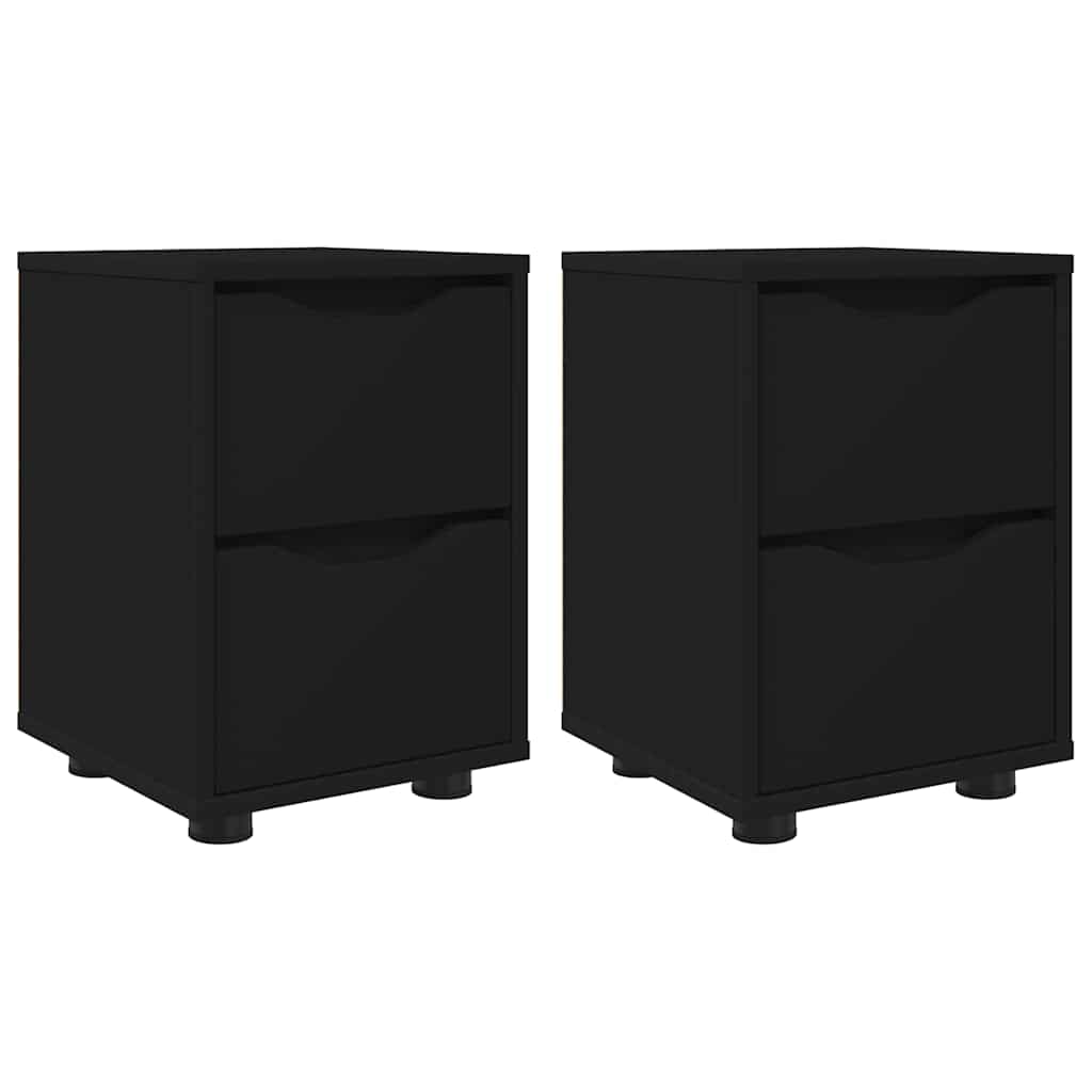 Nattbord med skuff 2 pcs Svart 30,5 x 30 x 43 cm Konstruert tre