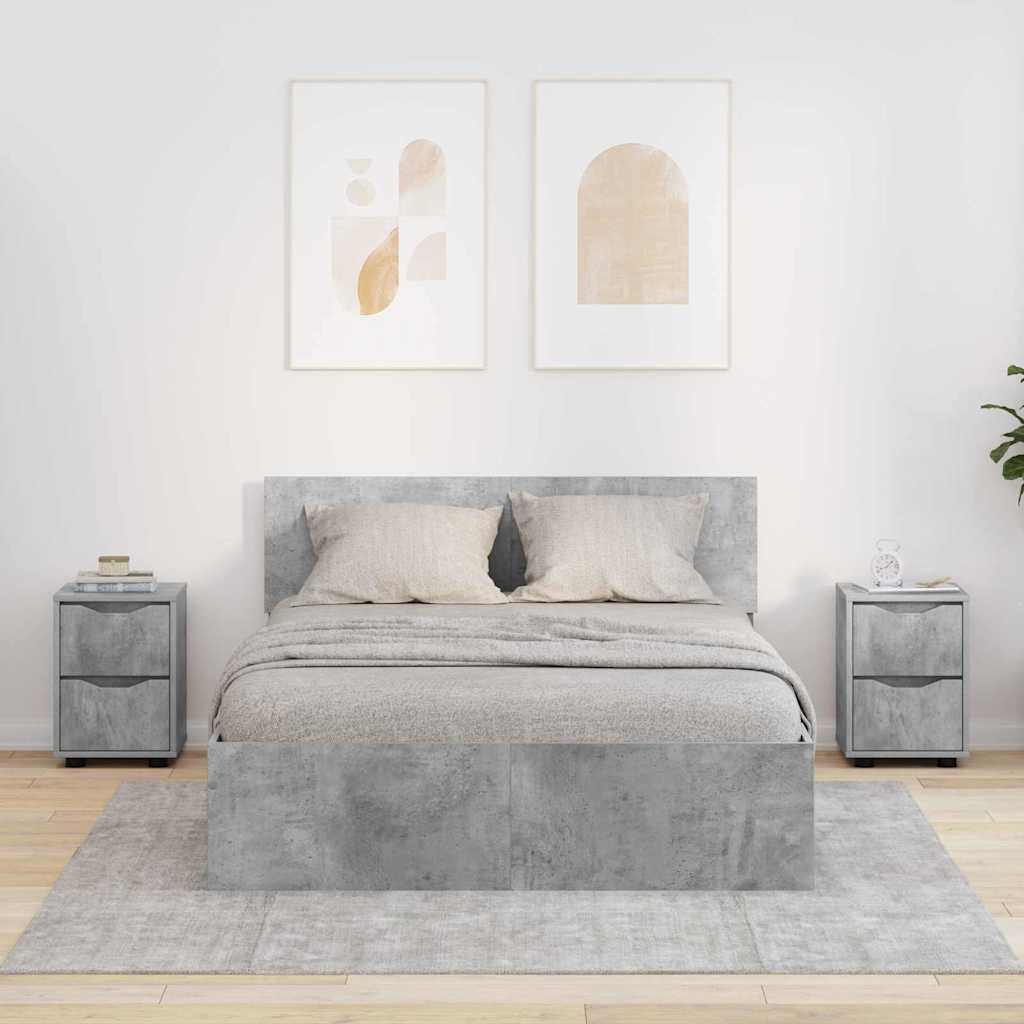 Nattbord 2 pcs Betonggrå 30,5 x 30 x 43 cm Konstruert tre
