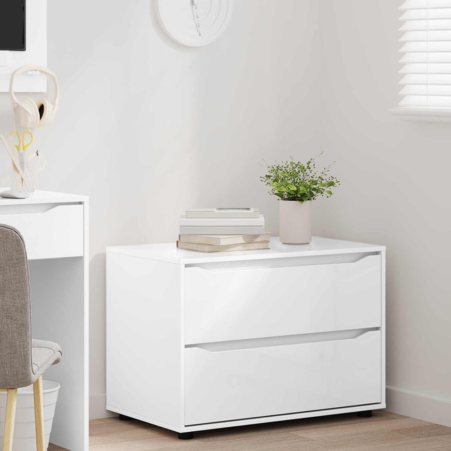 Oppbevaringsskap 80 x 48 x 57 cm Konstruert tre Hvit