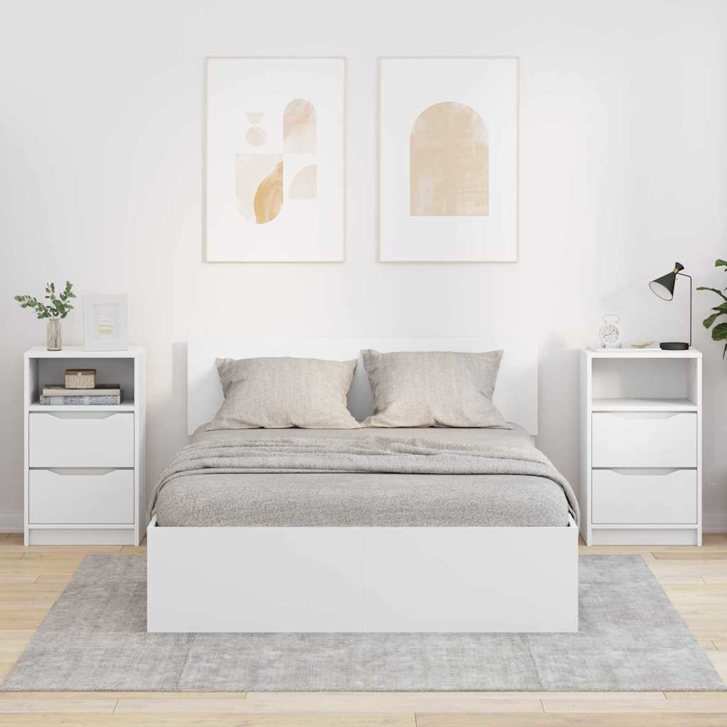 Nattbord med skuff 2 pcs Hvit 40 x 30 x 467 cm Konstruert tre
