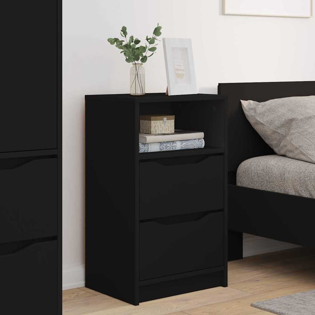 Nattbord med skuff 2 pcs Svart 40 x 30 x 467 cm Konstruert tre