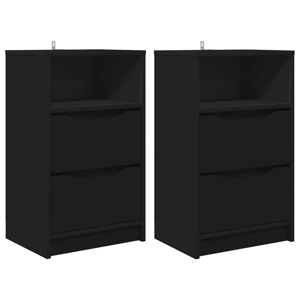 Nattbord med skuff 2 pcs Svart 40 x 30 x 467 cm Konstruert tre