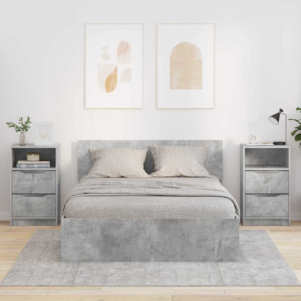 Nattbord 2 pcs Betonggrå 40 x 30 x 467 cm Konstruert tre
