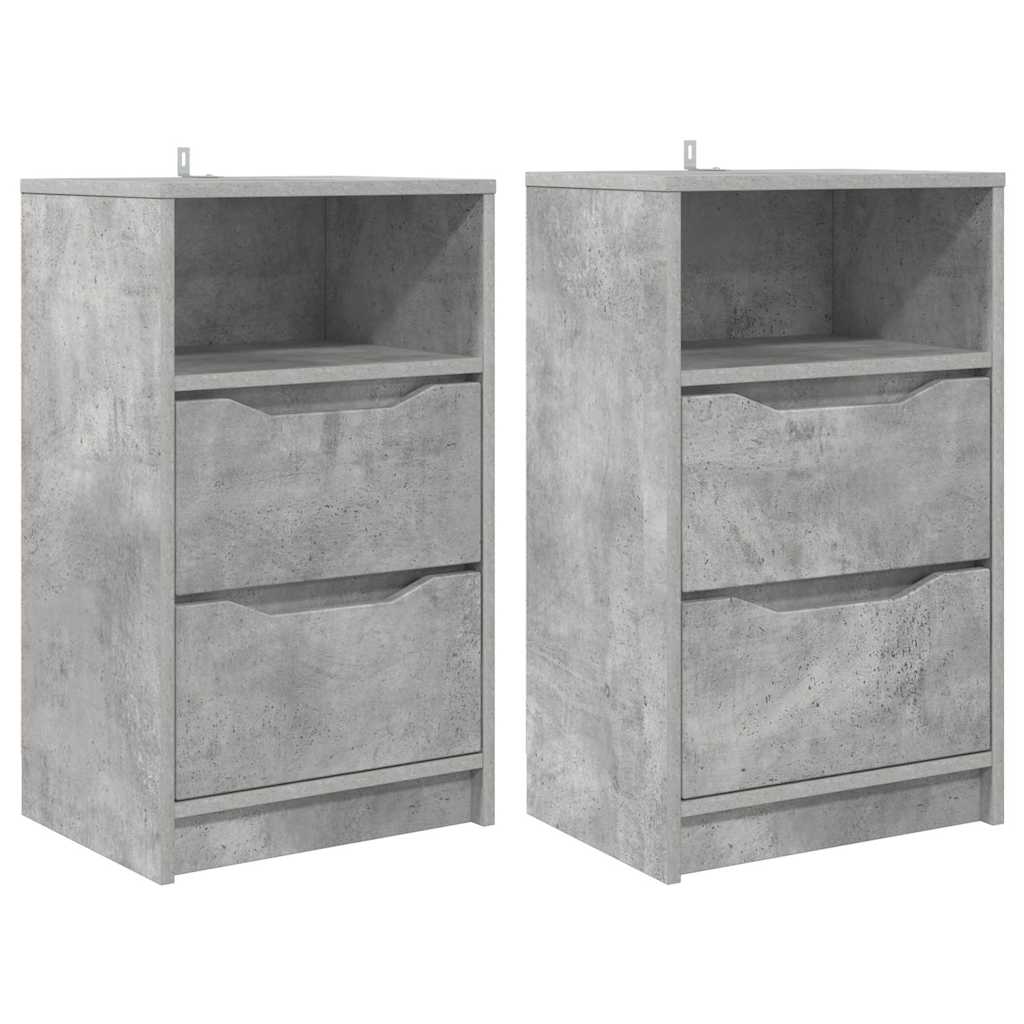 Nattbord 2 pcs Betonggrå 40 x 30 x 467 cm Konstruert tre