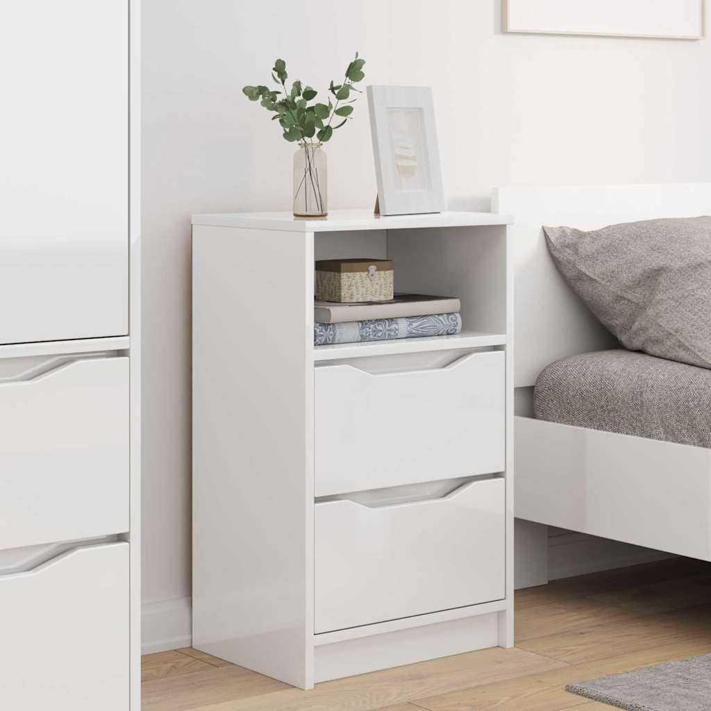 Nattbord 2 pcs Høyglanset hvit 40 x 30 x 467 cm Konstruert tre